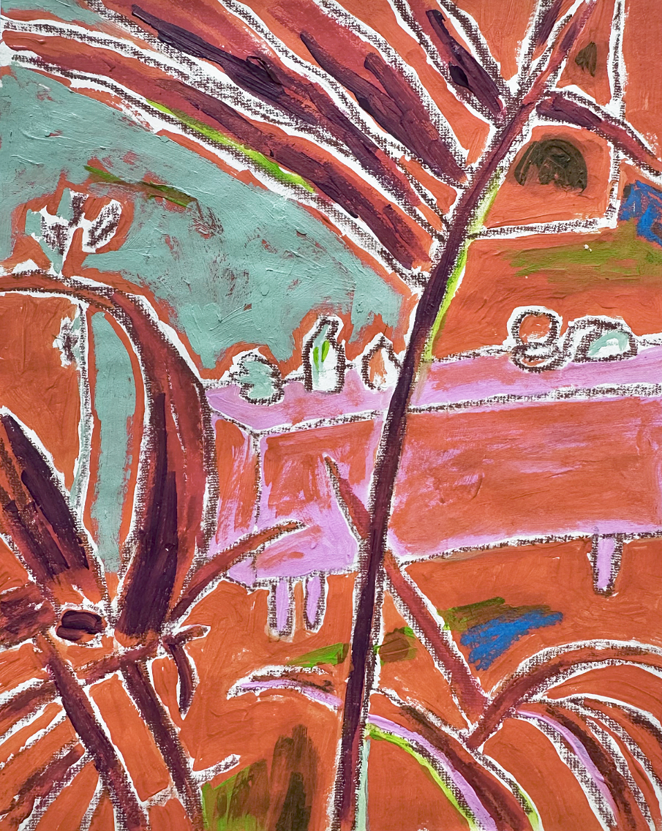  Still Life, Still Growing  
Acrylic & oil pastel on paper 
21x14,8 cm 
 Sold 