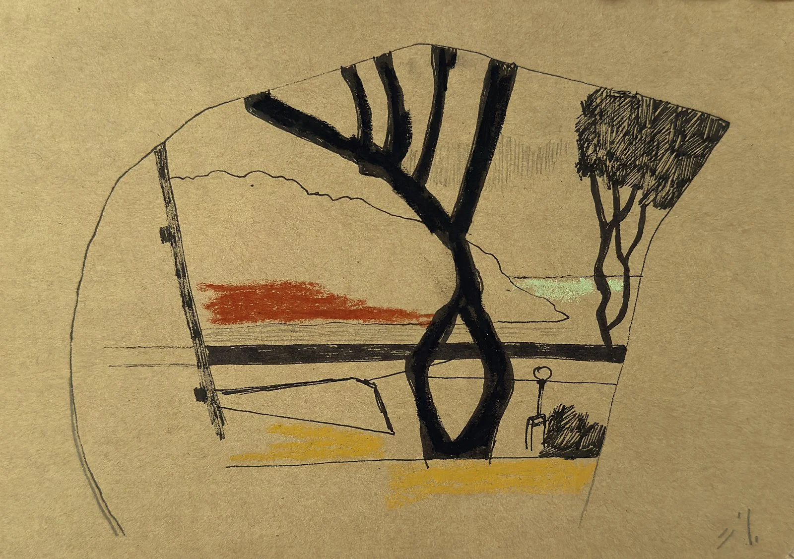  After Things Moved  
Pen, pencil & oil pastel on paper  
14,8 x 21 cm 
 
Available through Contempo
 €450,- 