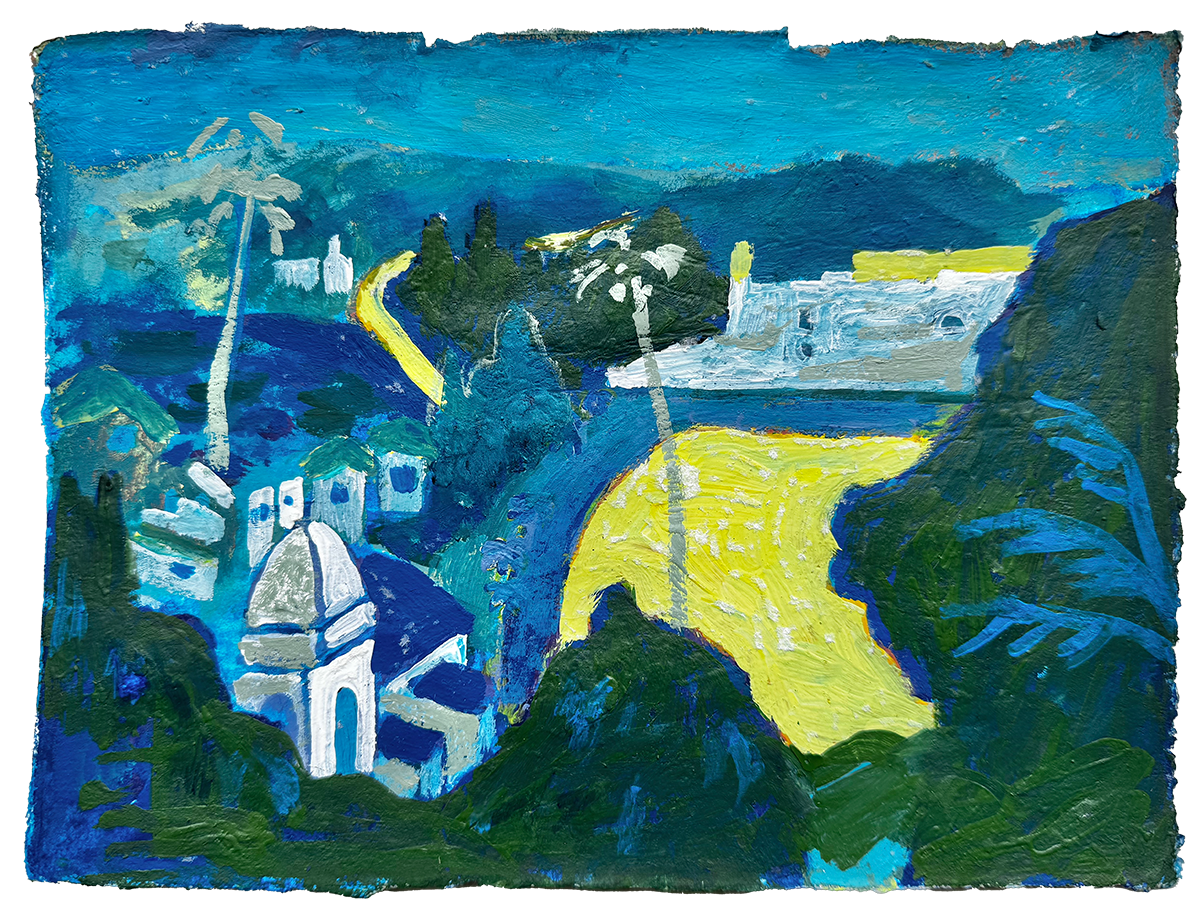  Through Sapphire and Sunlight  
Acrylic & gouache on paper 
16,5x22,5 cm 
 €450,- 