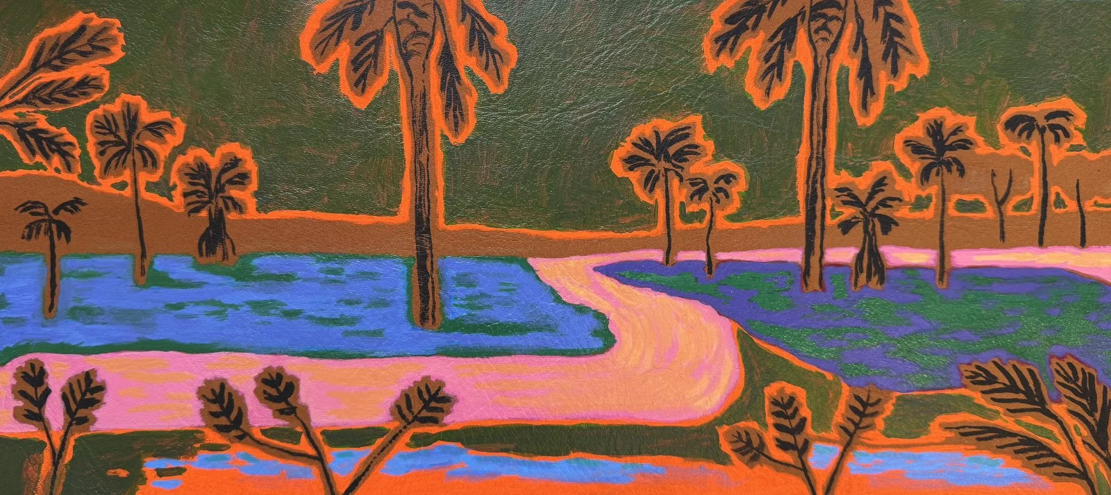  Spring Oasis A6  
Acrylic on leather 
15 x 33,5 cm 
 €800,- 