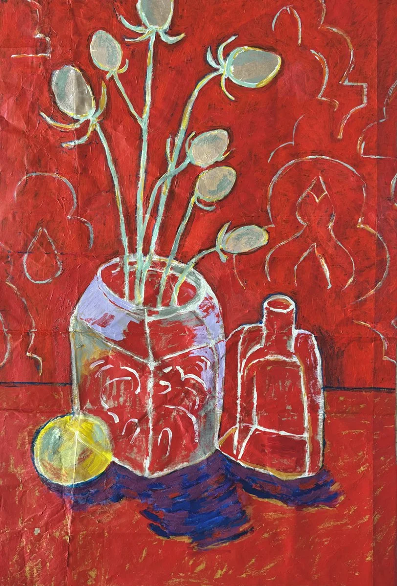  Shiwan Jar and Lemon  
Acrylic & oil pastel on paper 
56 x 38 cm 
  