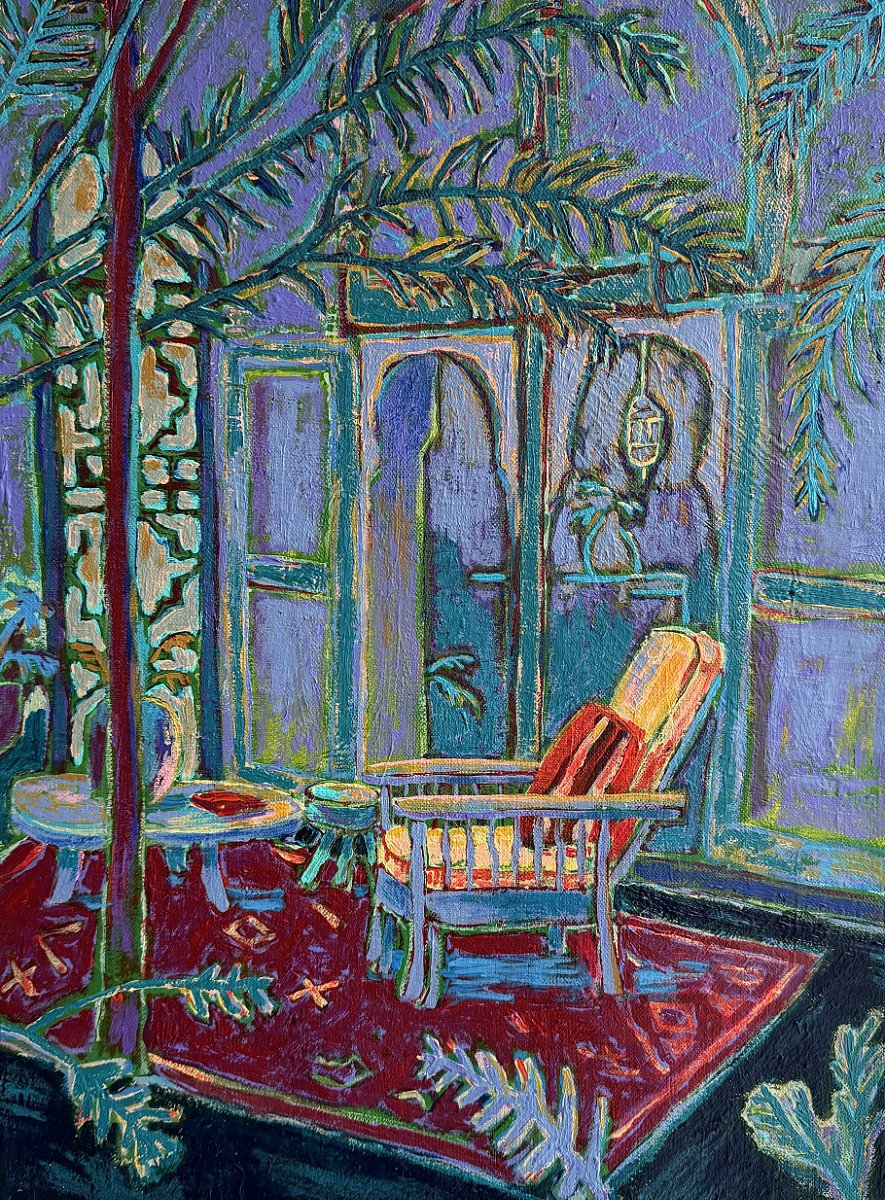  A Chair Waiting in the Warm Arc of Evening  
Acrylic on canvas 
40 x 30 cm 
  
