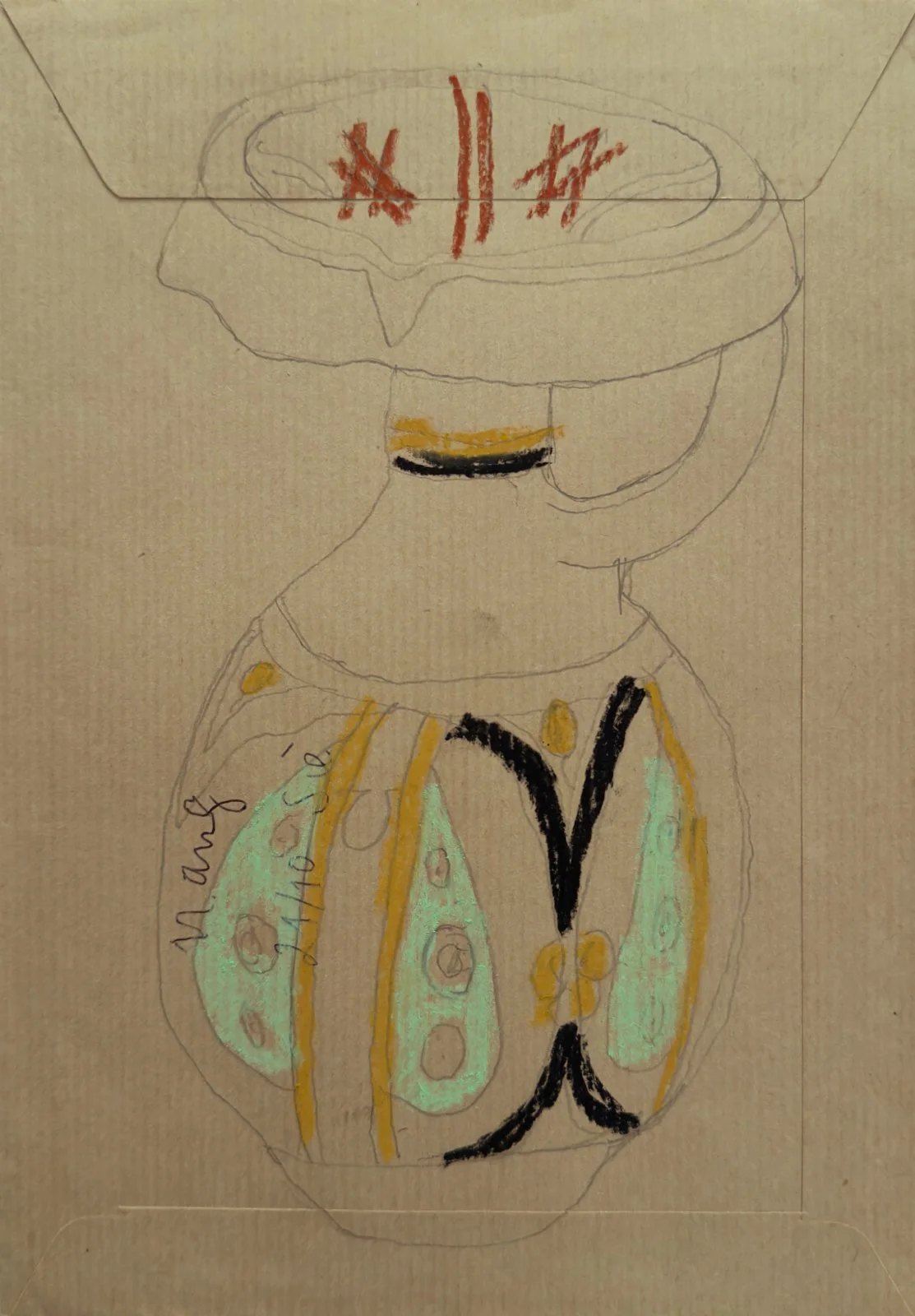  Something Kept  
Pencil & oil pastel on envelope  
23 x 16 cm 
 
Available through Contempo
 €470,- 