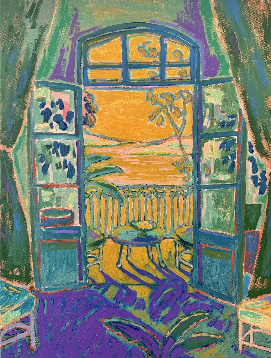  Two Chairs - Yellow Quinces  
Acrylic & oil pastel on canvas 
40 x 30 cm 
  