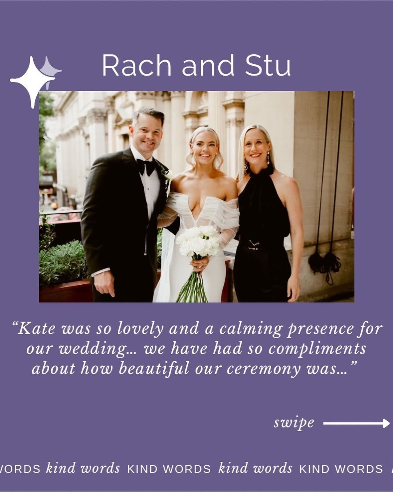 Celebrating Rach and Stu was so special!! Here&rsquo;s their Google Review&hellip;

&ldquo;Kate was so lovely and a calming presence for our wedding last Friday. We have had so many compliments about how beautiful our ceremony was and that&rsquo;s al