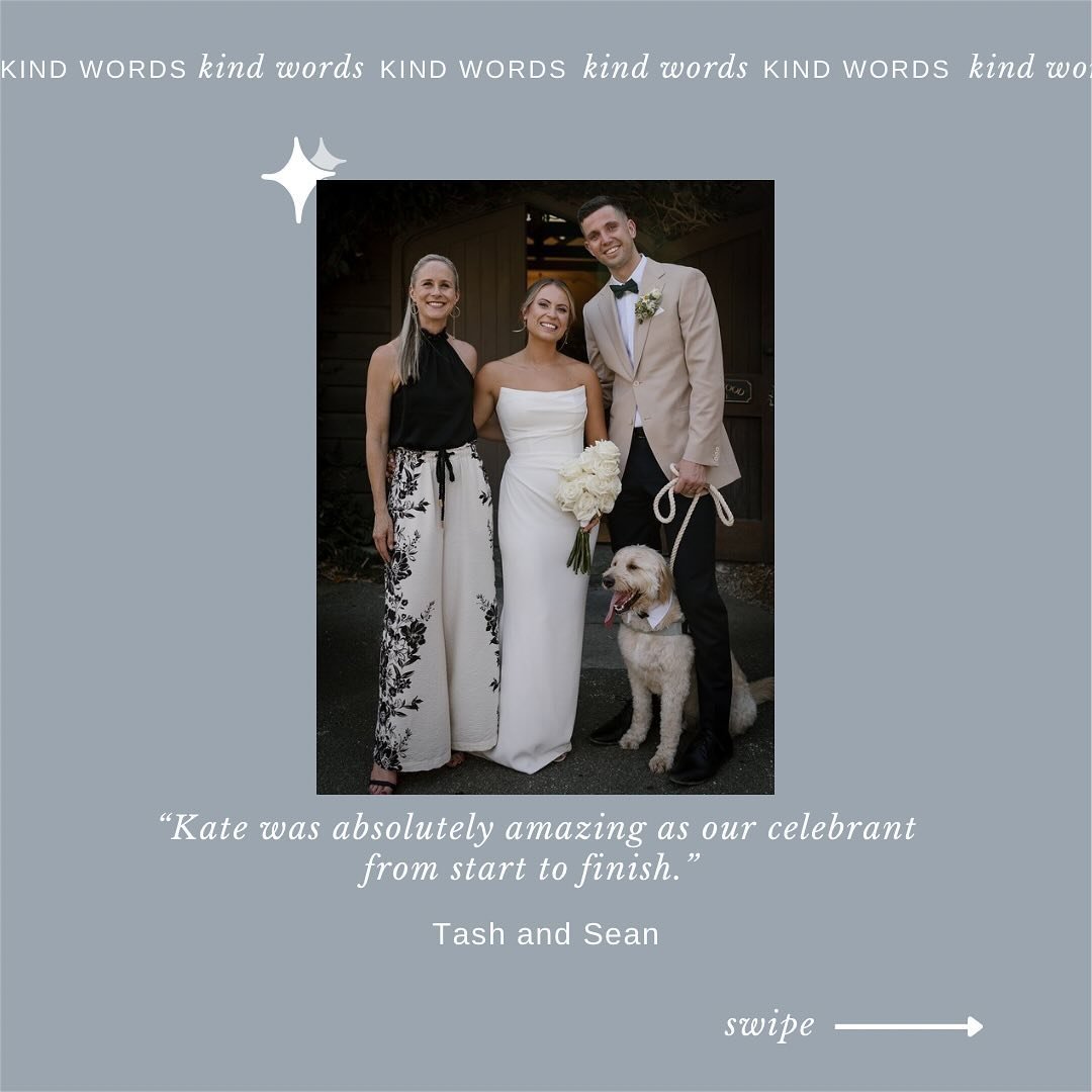 Celebrating Tash and Sean was so special! It makes me so happy to know how much they loved their ceremony!!

&ldquo;Kate was absolutely amazing as our celebrant from start to finish. She made the whole experience and lead up to our wedding feel relax