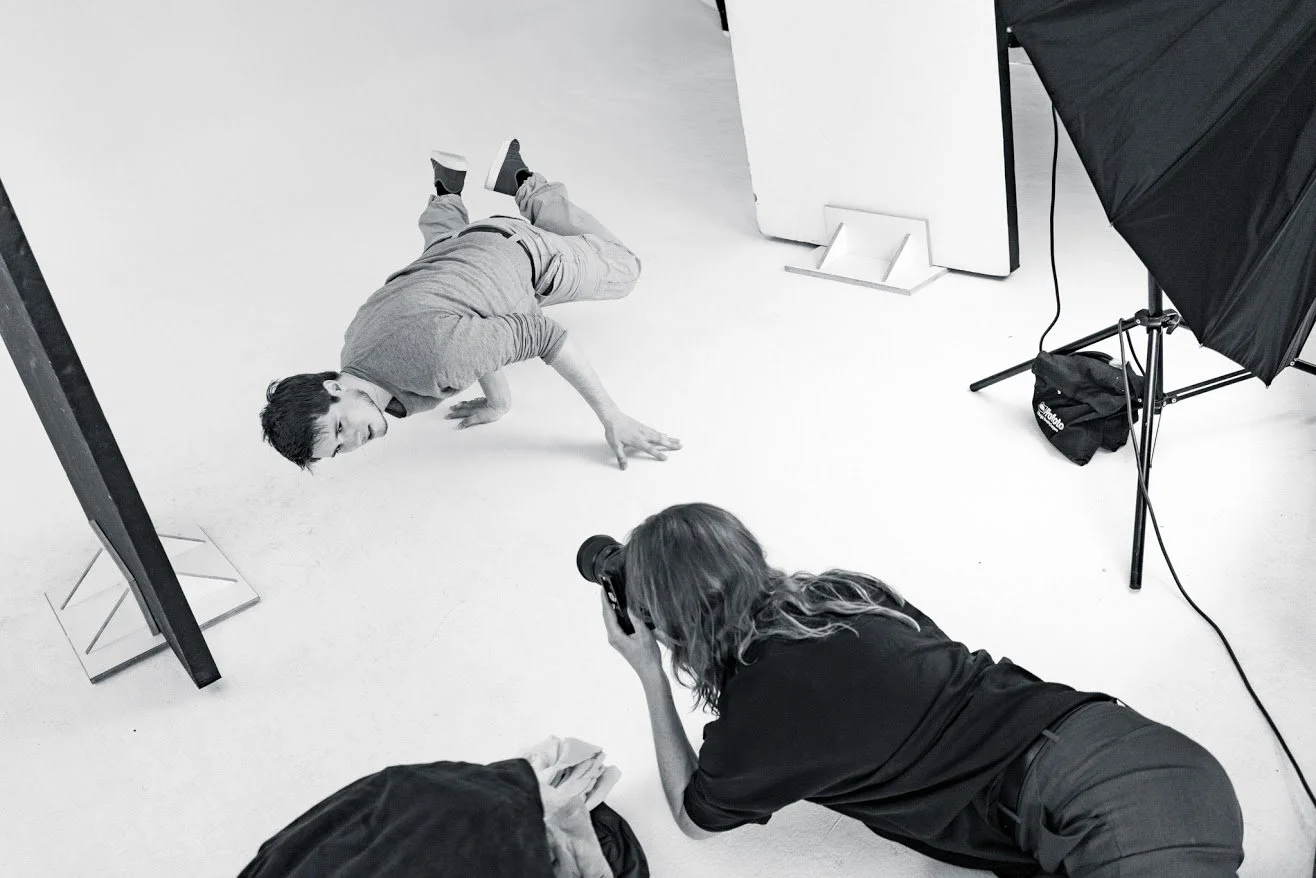 Sam doing a breakdance move