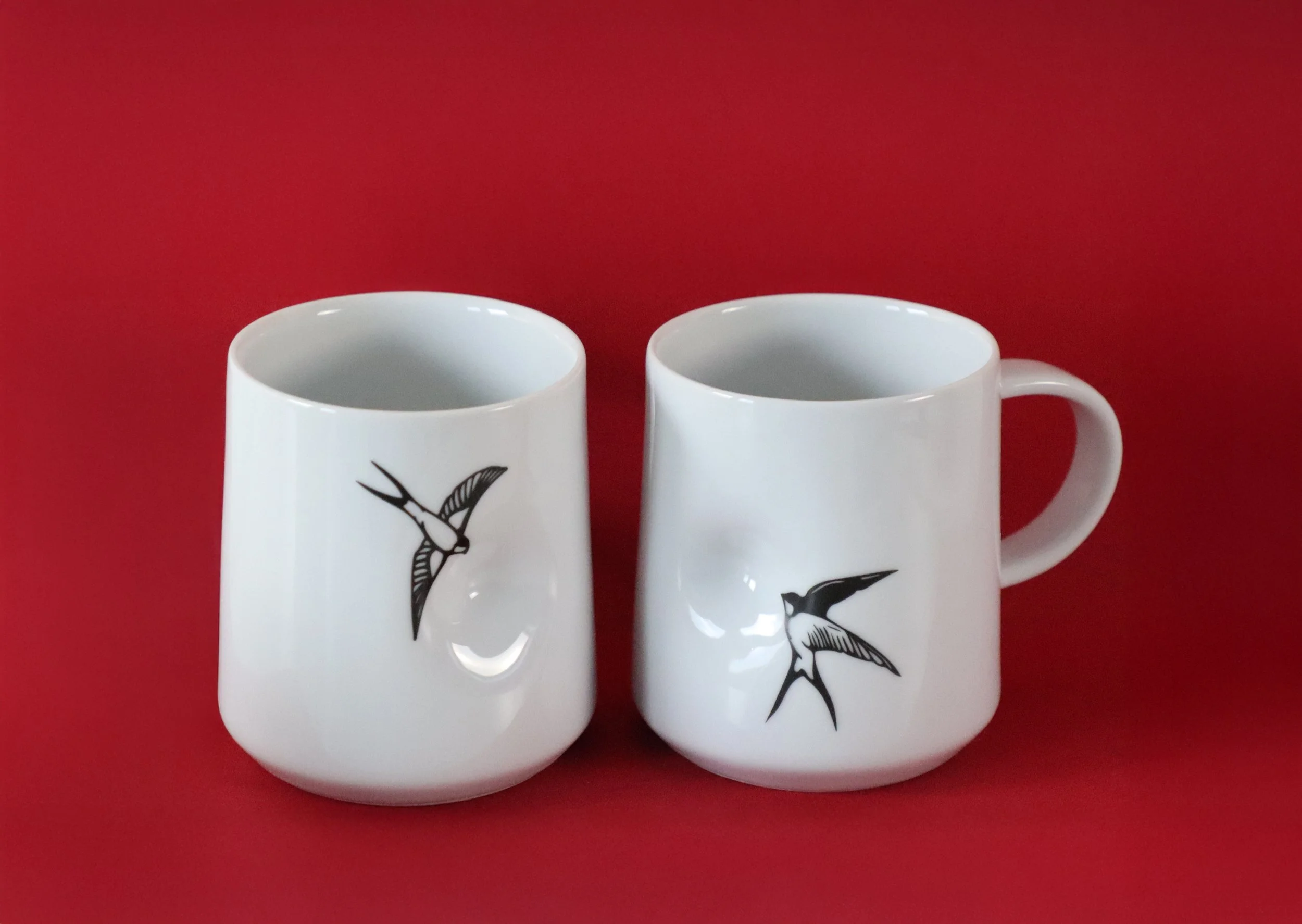 'Love Birds' Set of Two Tacit Mugs with Cj O'Neill - Two single swallows