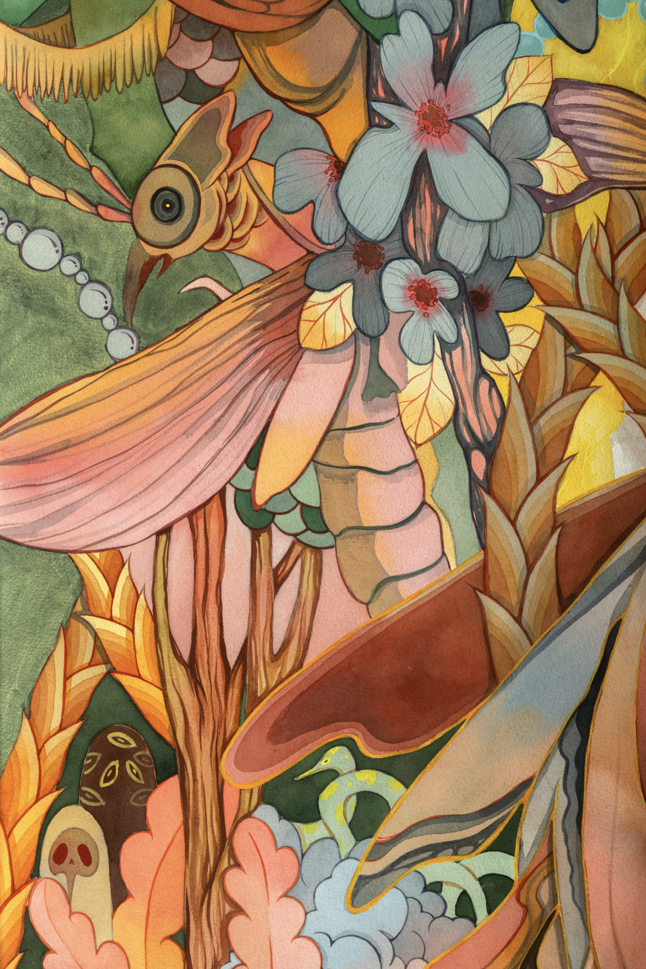 Dewi Sri Rezeki , Watercolor on Paper 235 x 110 cm