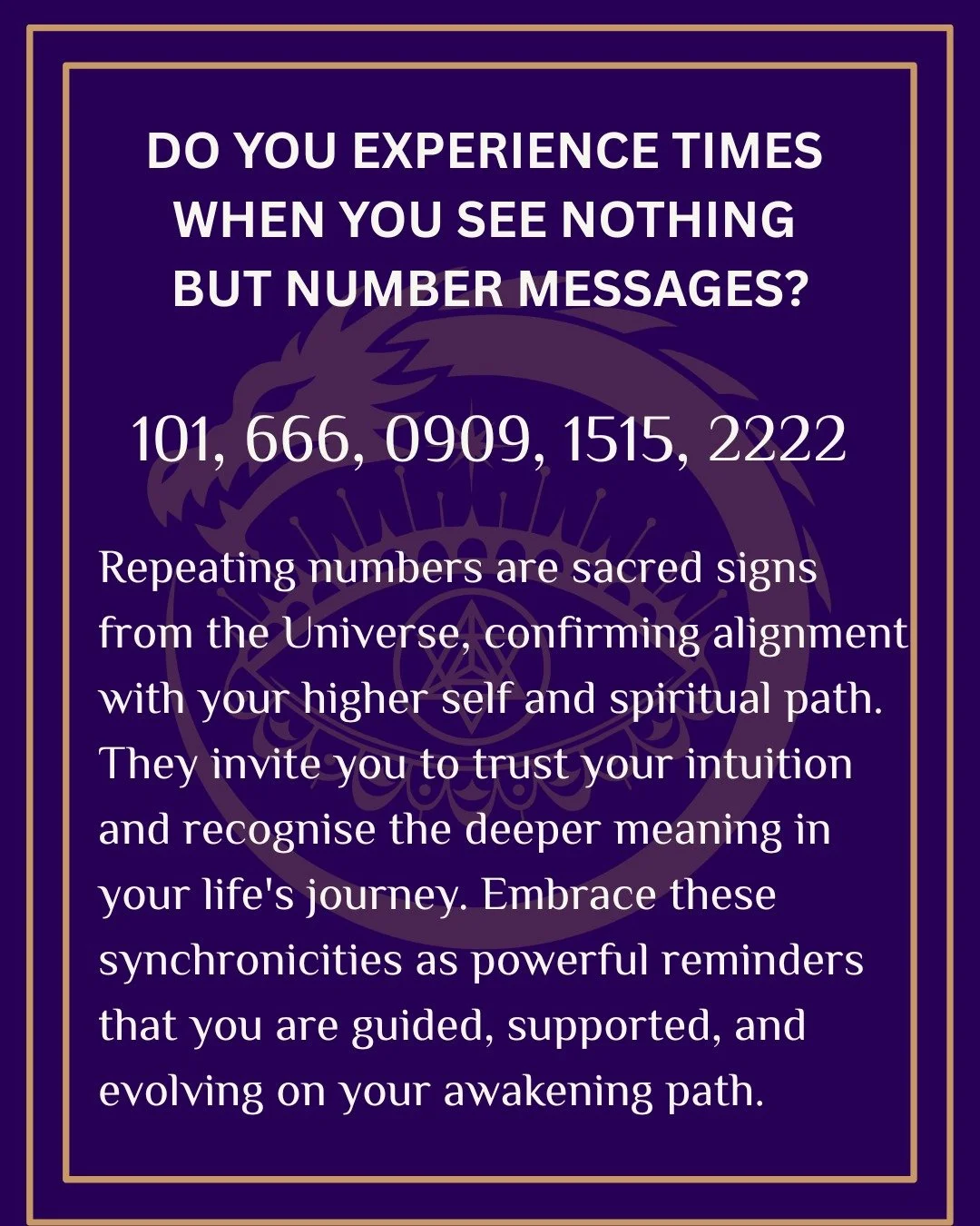 Repeating numbers are a multidimensional phenomenon—energy codes bridging the physical and spiritual realms. When these patterns appear, they’re not just random signals but vibrational footprints, marking how consciousness is communicatin