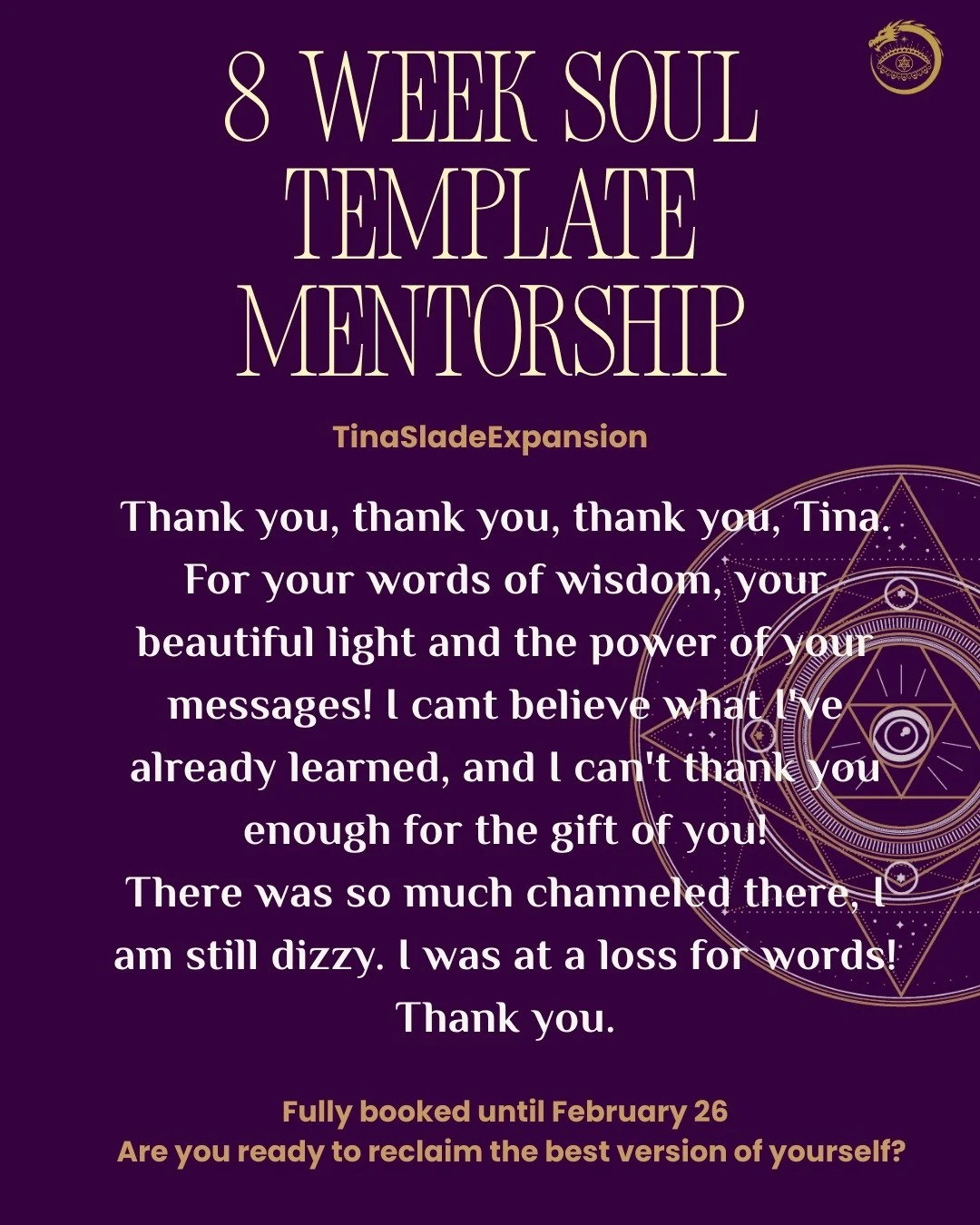 It is the greatest honour to guide someone through an eight-week deep-dive mentorship&mdash;
to unravel old and outdated belief systems,
to release layers of life conditioning,
to reprogram patterns carried across lifetimes that interfere with their 