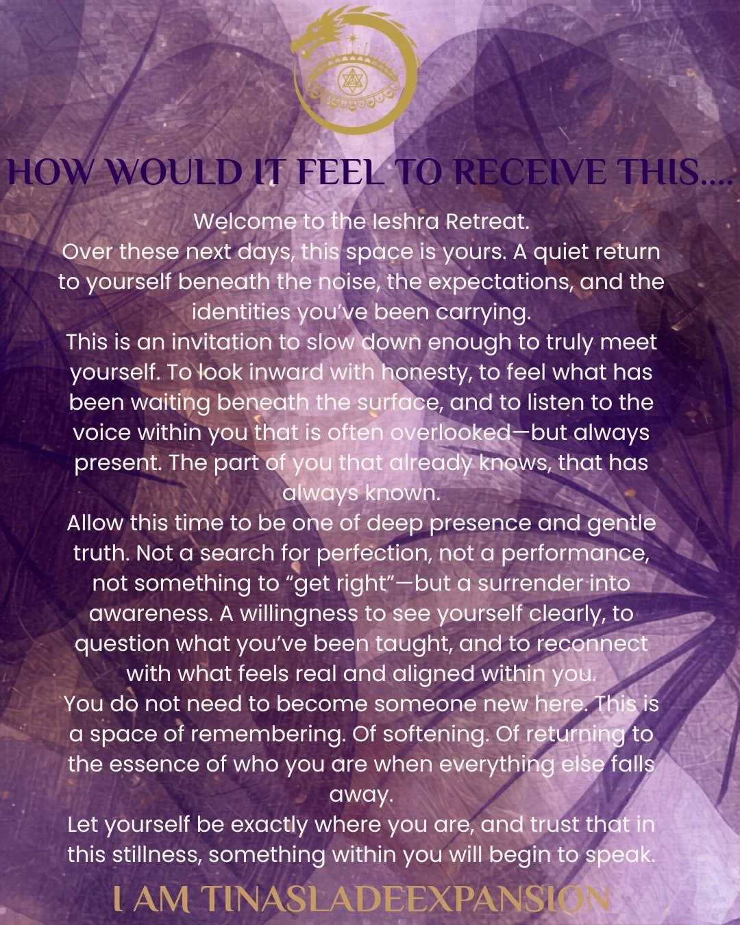 YOU ARE WELCOME X
IESHRA 3-NIGHT LUXURY SOLO HOMESTAY RETREAT- HEREFORD

#IeshraRetreat
#InnerAwakening
#SoulJourney
#ReturnToSelf
#SpiritualHealing
#ConsciousLiving
#ShadowWorkHealing
#InnerTransformation
#HerefordWellness
#DivineAlignment