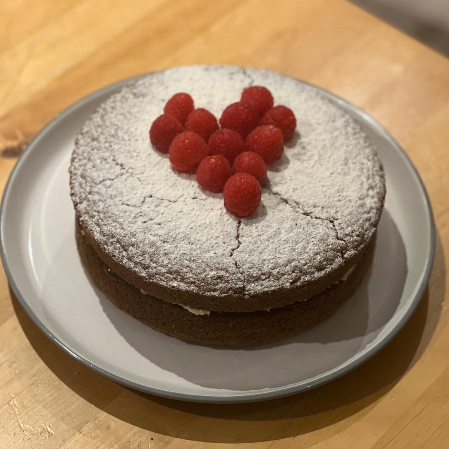 Back to bake-sics today with a vegan take on the Victoria Sponge 🍰 Had a near miss cake-tastrophe when the top layer nearly crumbled into many pieces when I flipped it over but that&rsquo;s a secret. Shhh. 

🍰

🍰

🍰

🍰

🍰

🍰

🍰

🍰

🍰

#vega