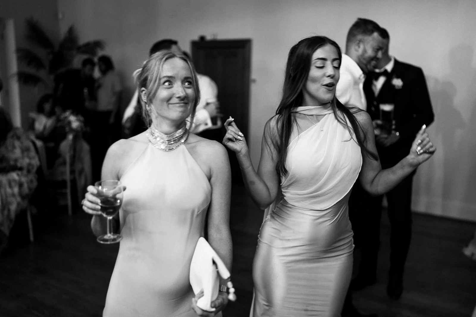 Soft focus dancefloor portrait, low shutter wedding photography