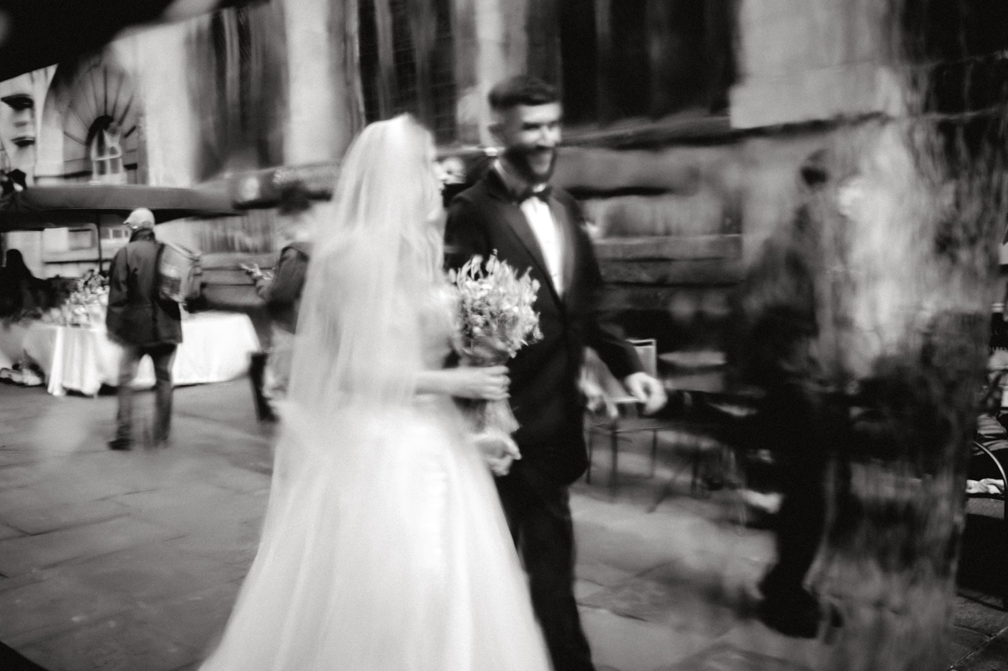 Couple portraits in the streets at St Nicholas Market in Bristol