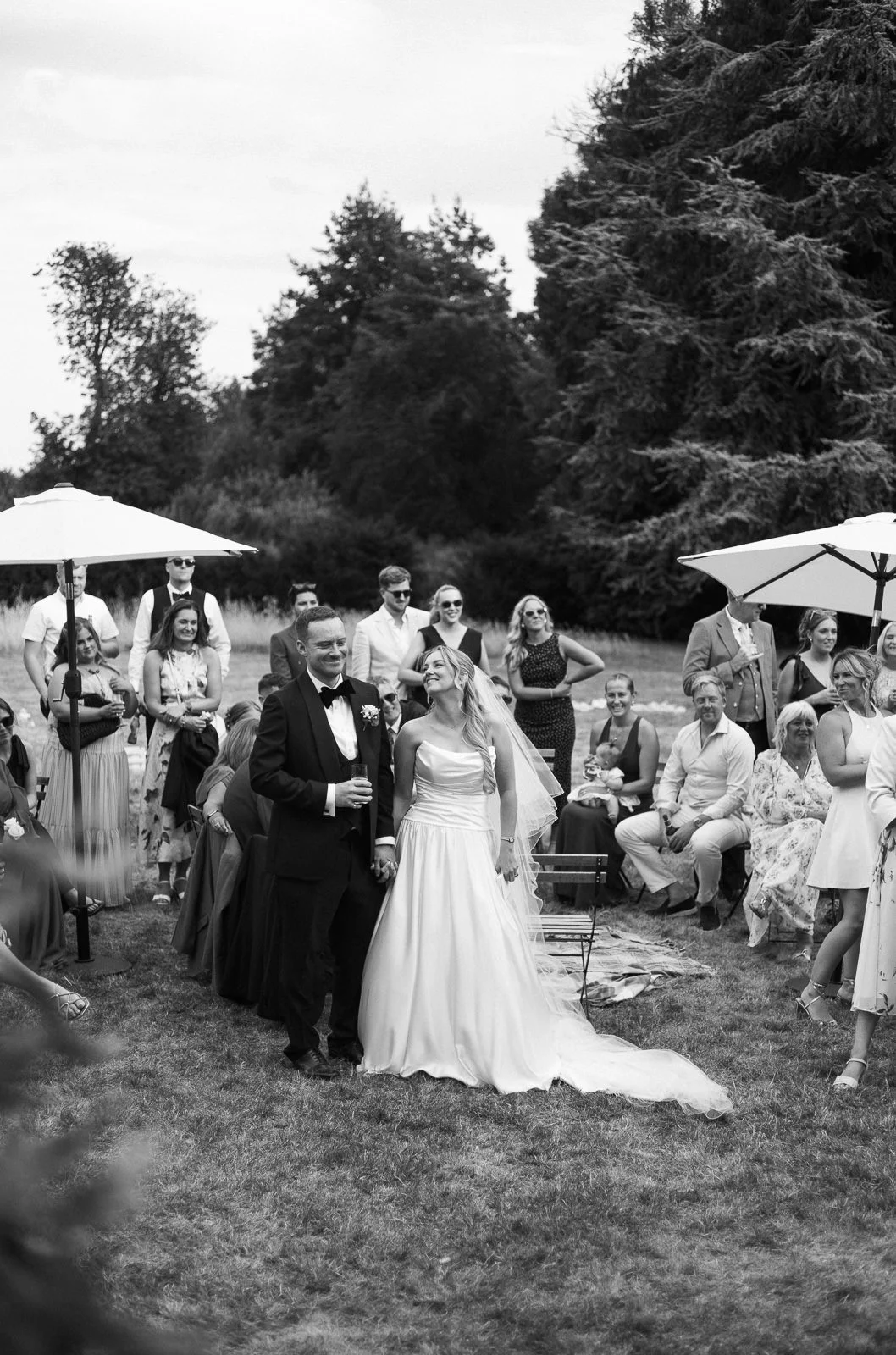 Wedding speeches on the lawn at Matara, Cotswolds wedding venue