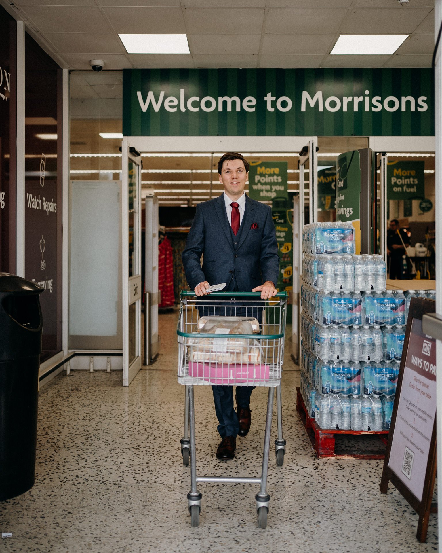 Hereford Cathedral wedding prep in morrisons
