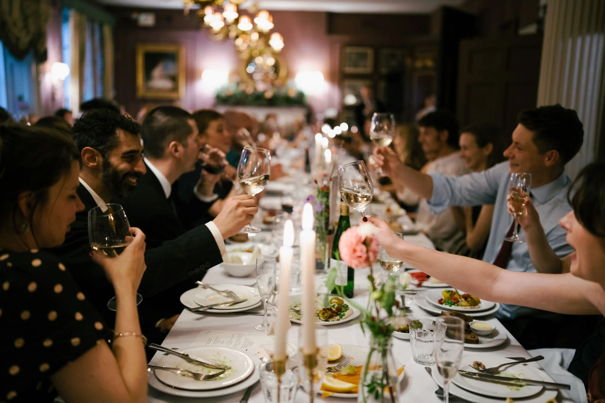 A toast during wedding speeches at Brunswick House in London