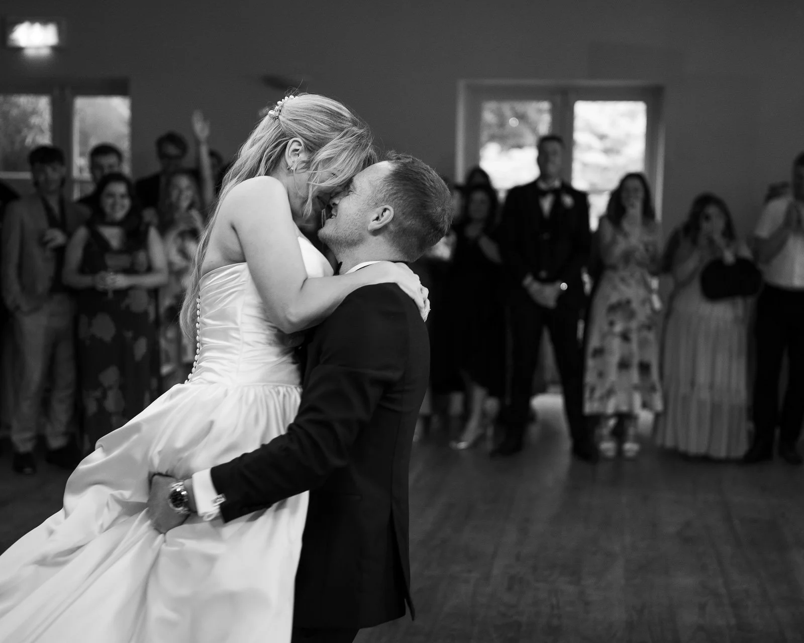 Newlyweds laughing during first dance, Matara wedding photographer