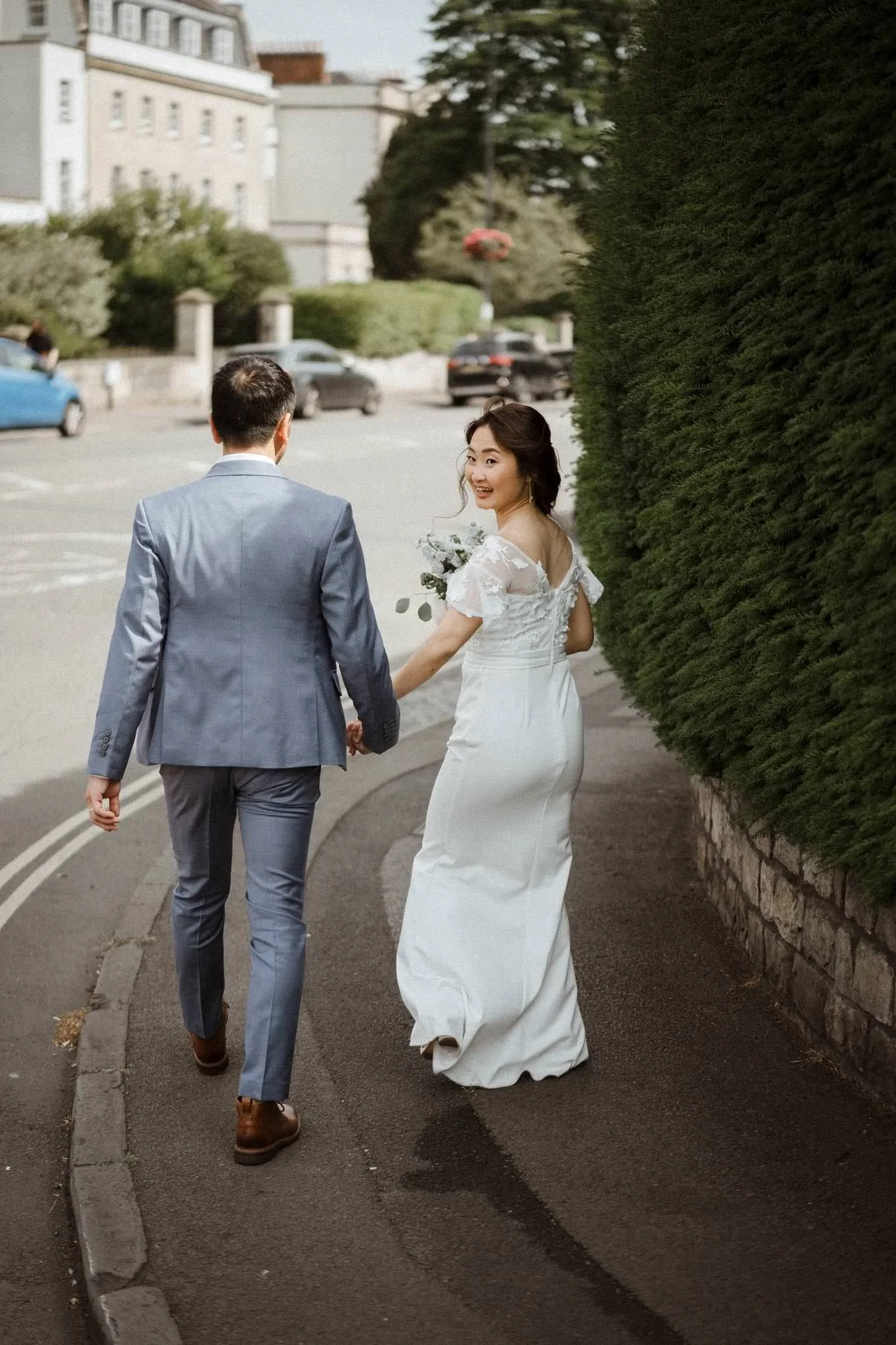 Photograph of asian bride and groom at their city wedding in bristol