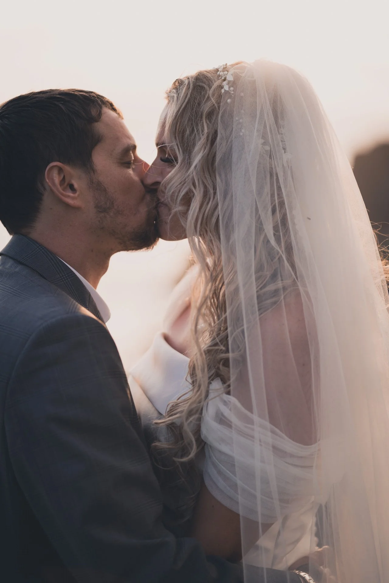 Cape Cornwall wedding photography. A cornish clifftop wedding by Tom Brossard, Bristol Wedding photographer. Bridal portraits