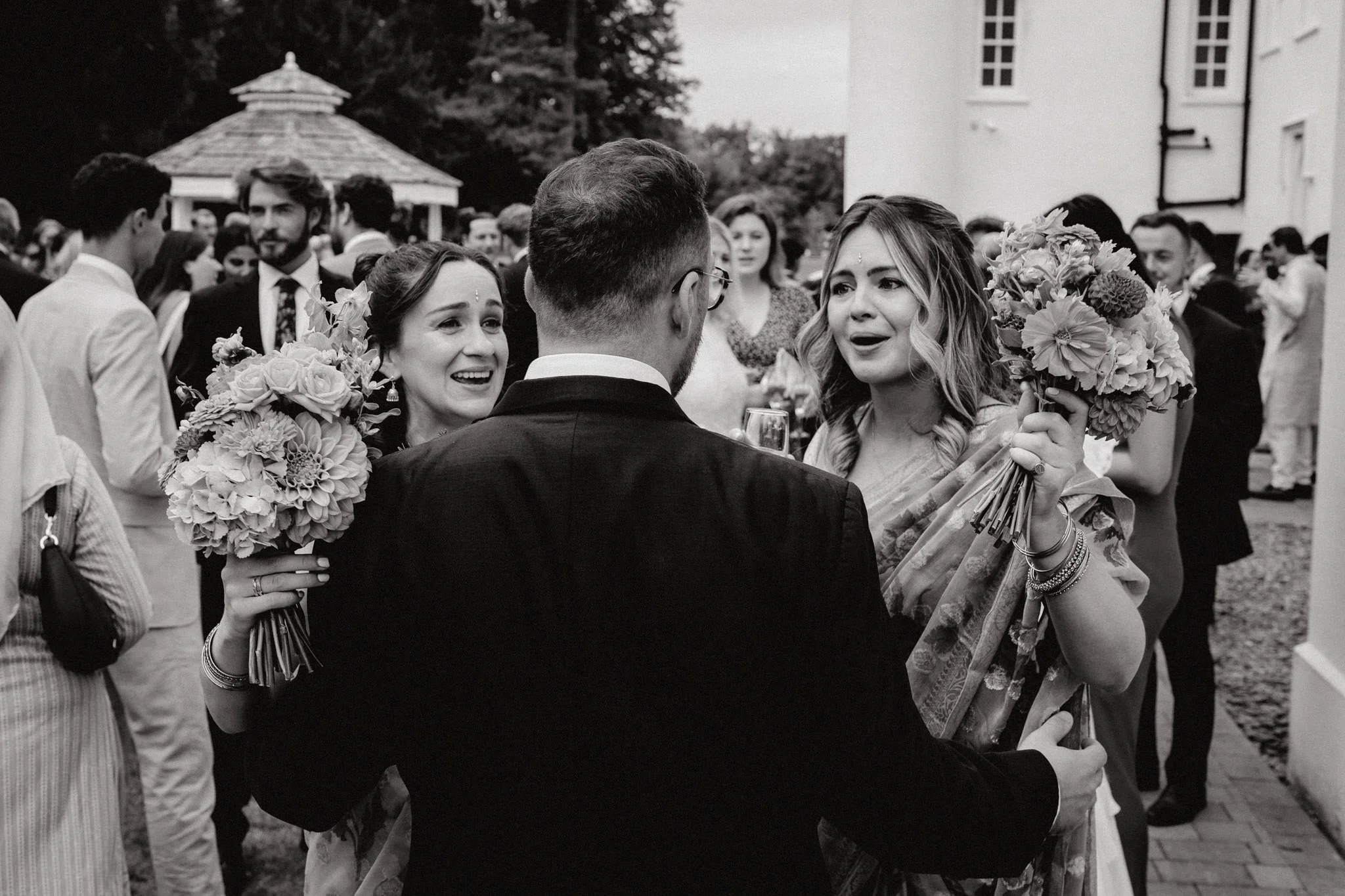 wedding photography of bridesmaids in saris at Hensol Castle