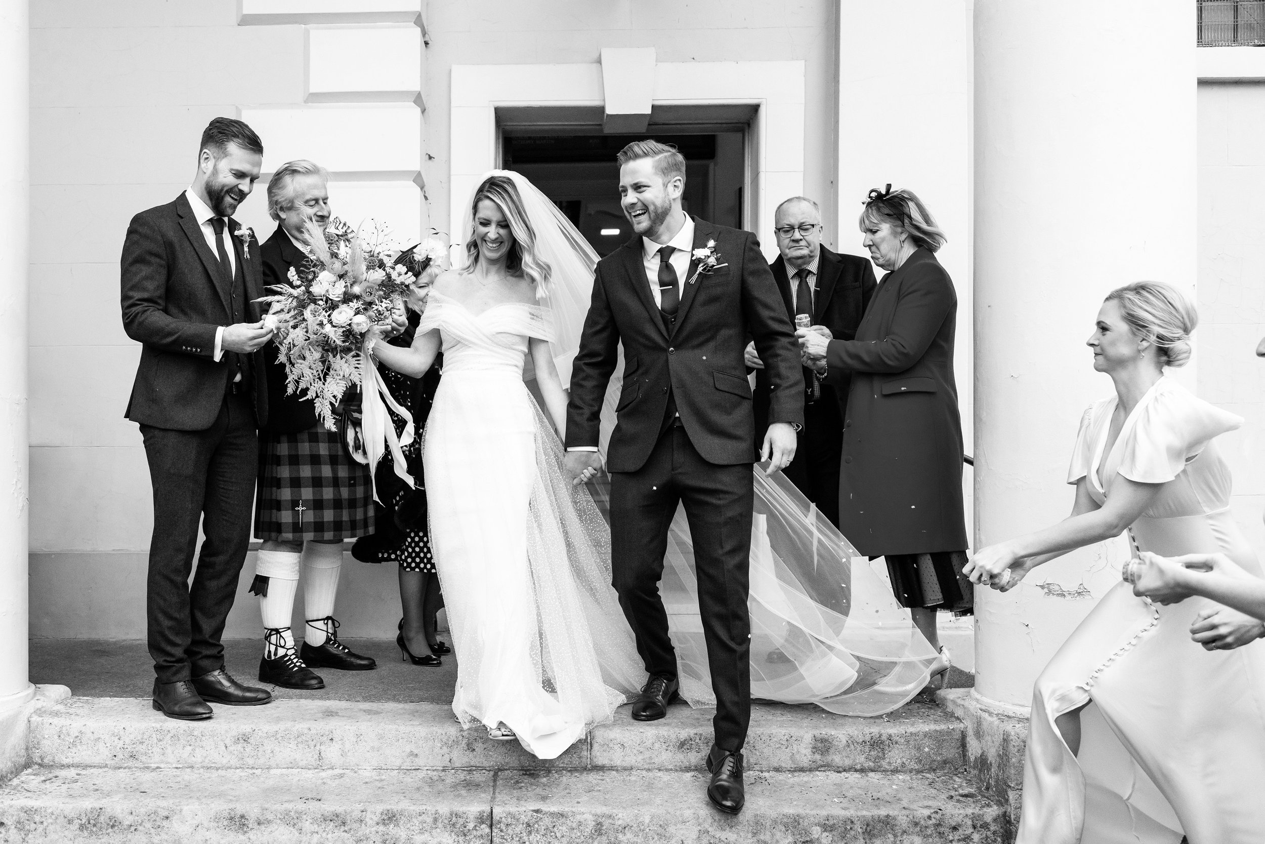 Beautiful bride Kate wore a wedding dress by Halfpenny London