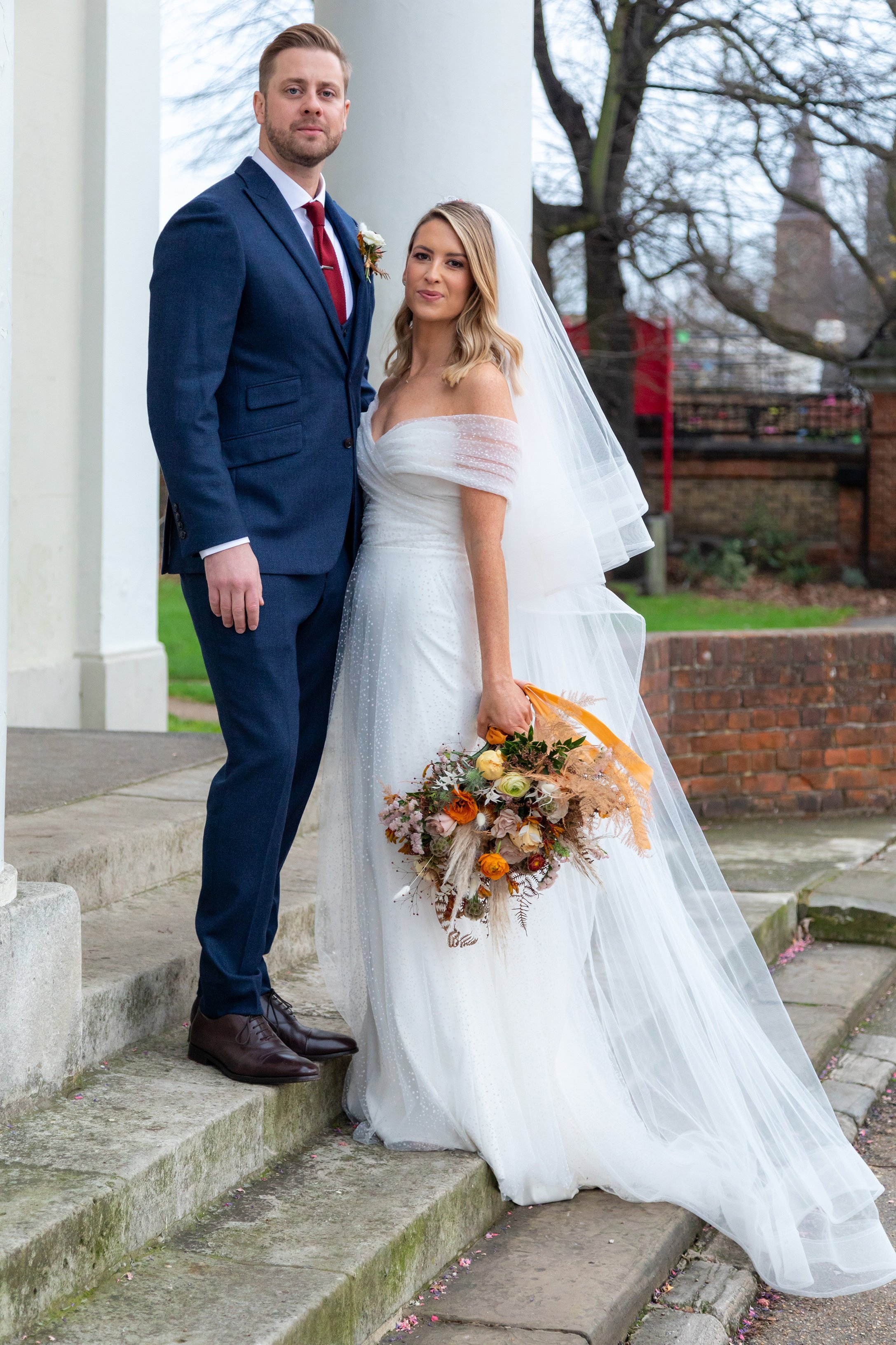 Beautiful bride Kate wore a wedding dress by Halfpenny London