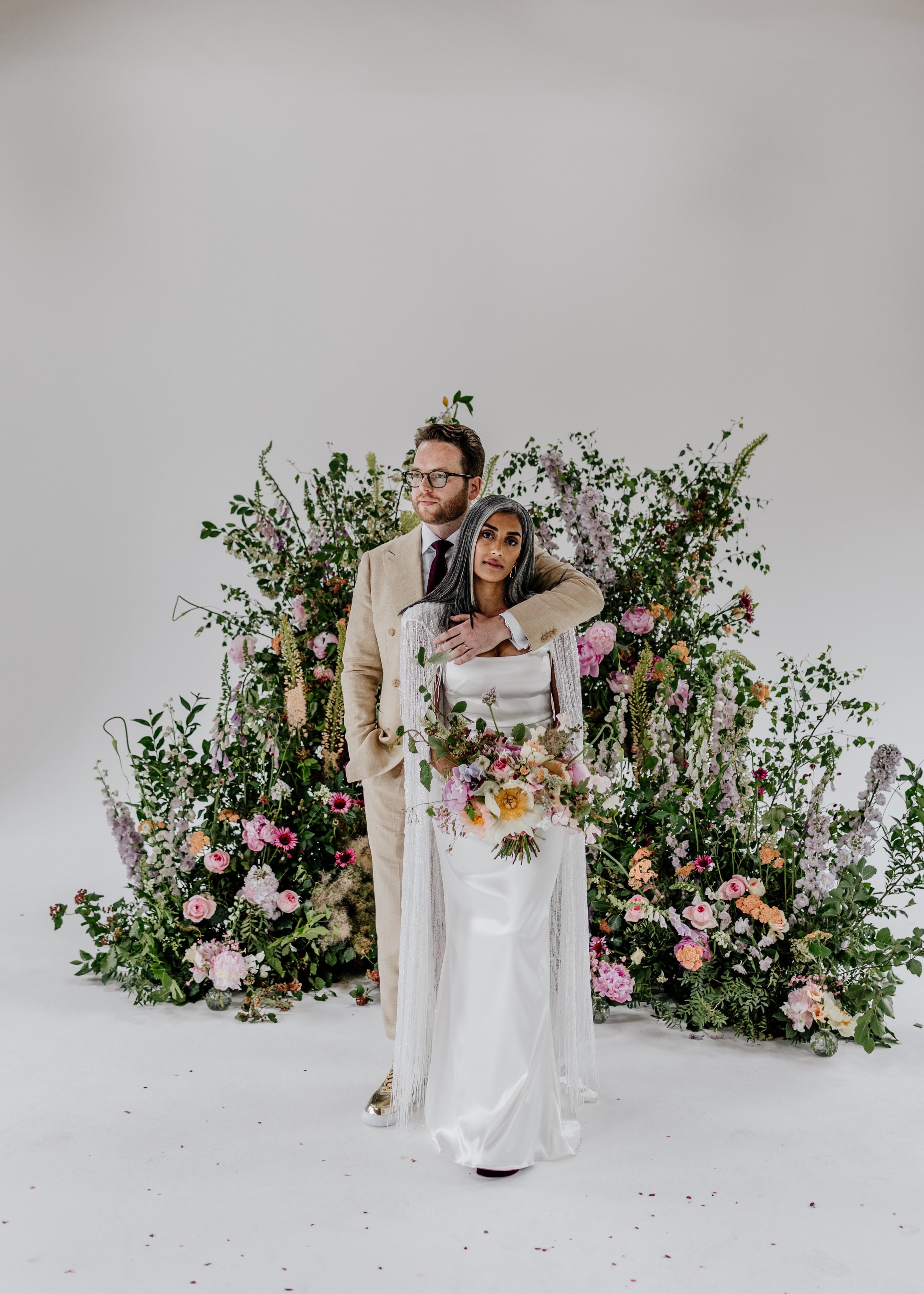 Beautiful bride Rebecca wore a wedding dress and beaded cape by Halfpenny London