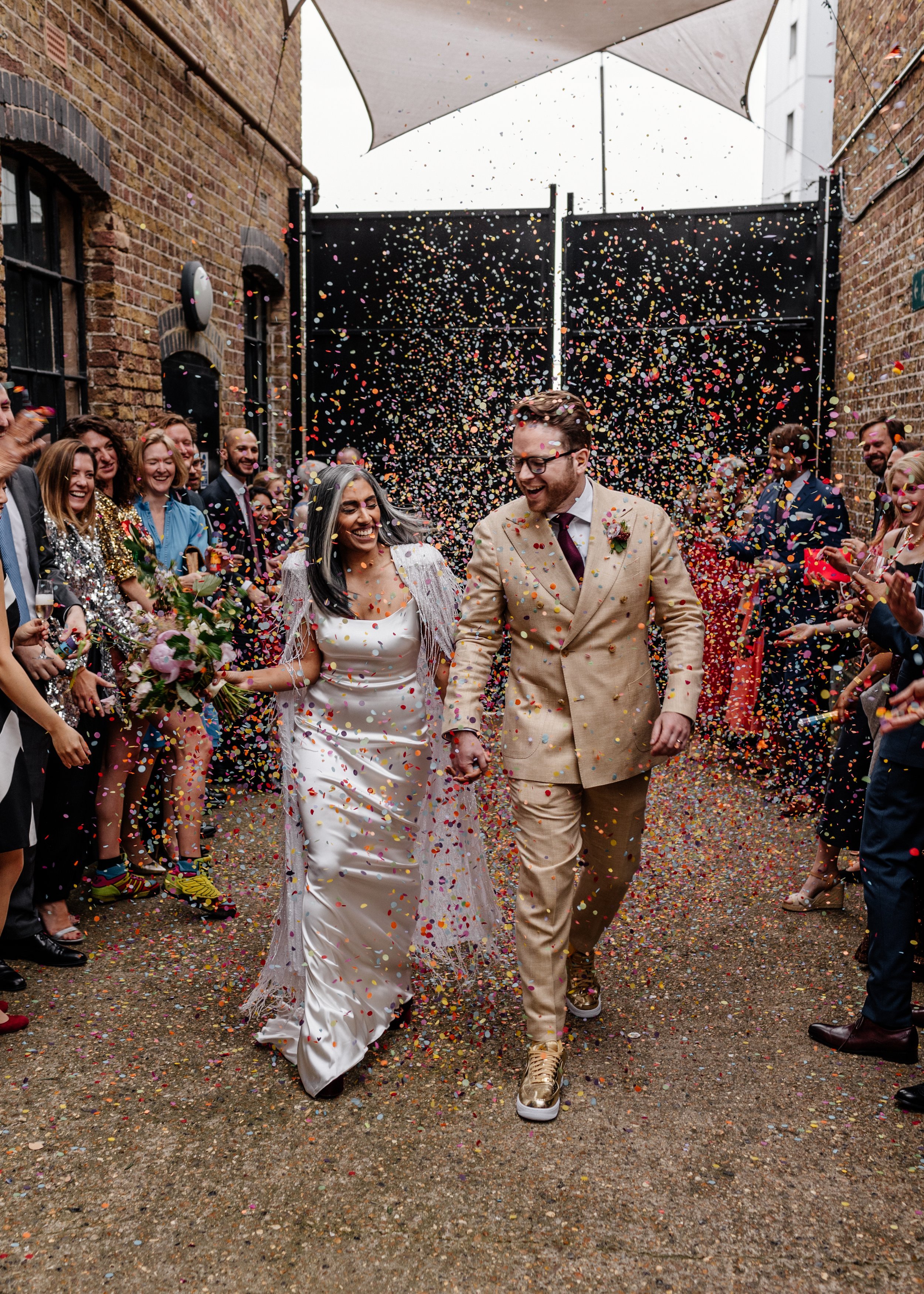 Beautiful bride Rebecca wore a wedding dress and beaded cape by Halfpenny London