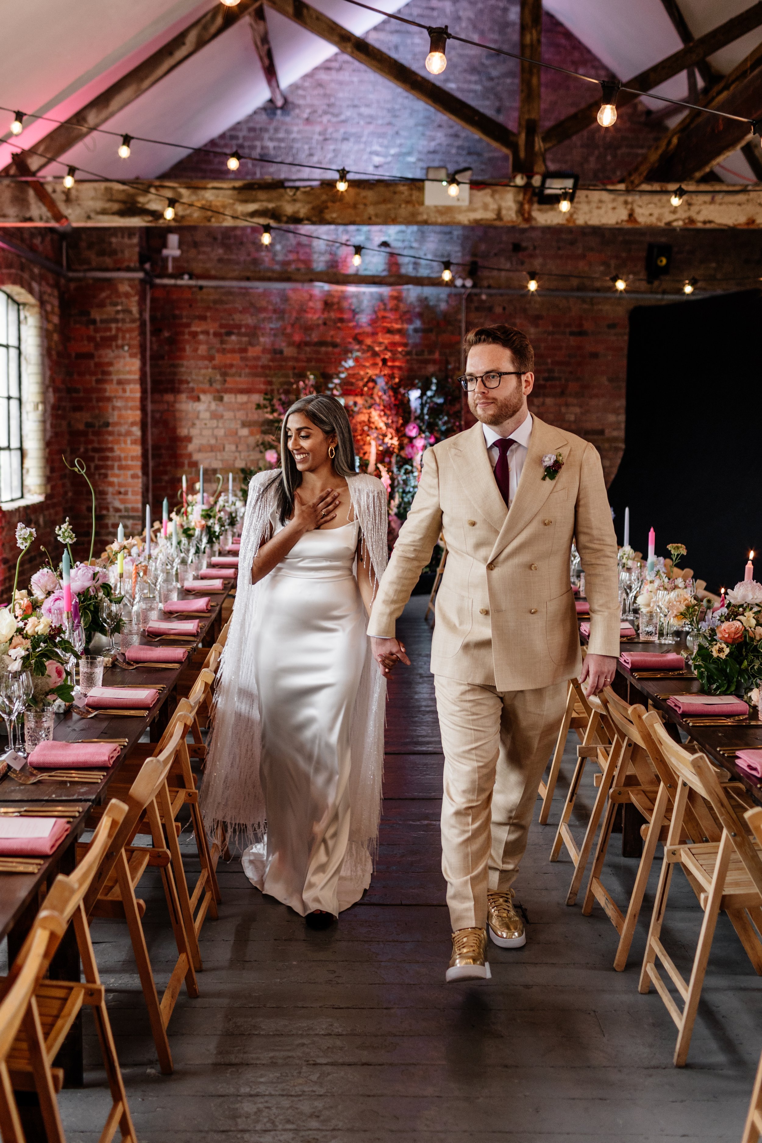 Beautiful bride Rebecca wore a wedding dress and beaded cape by Halfpenny London