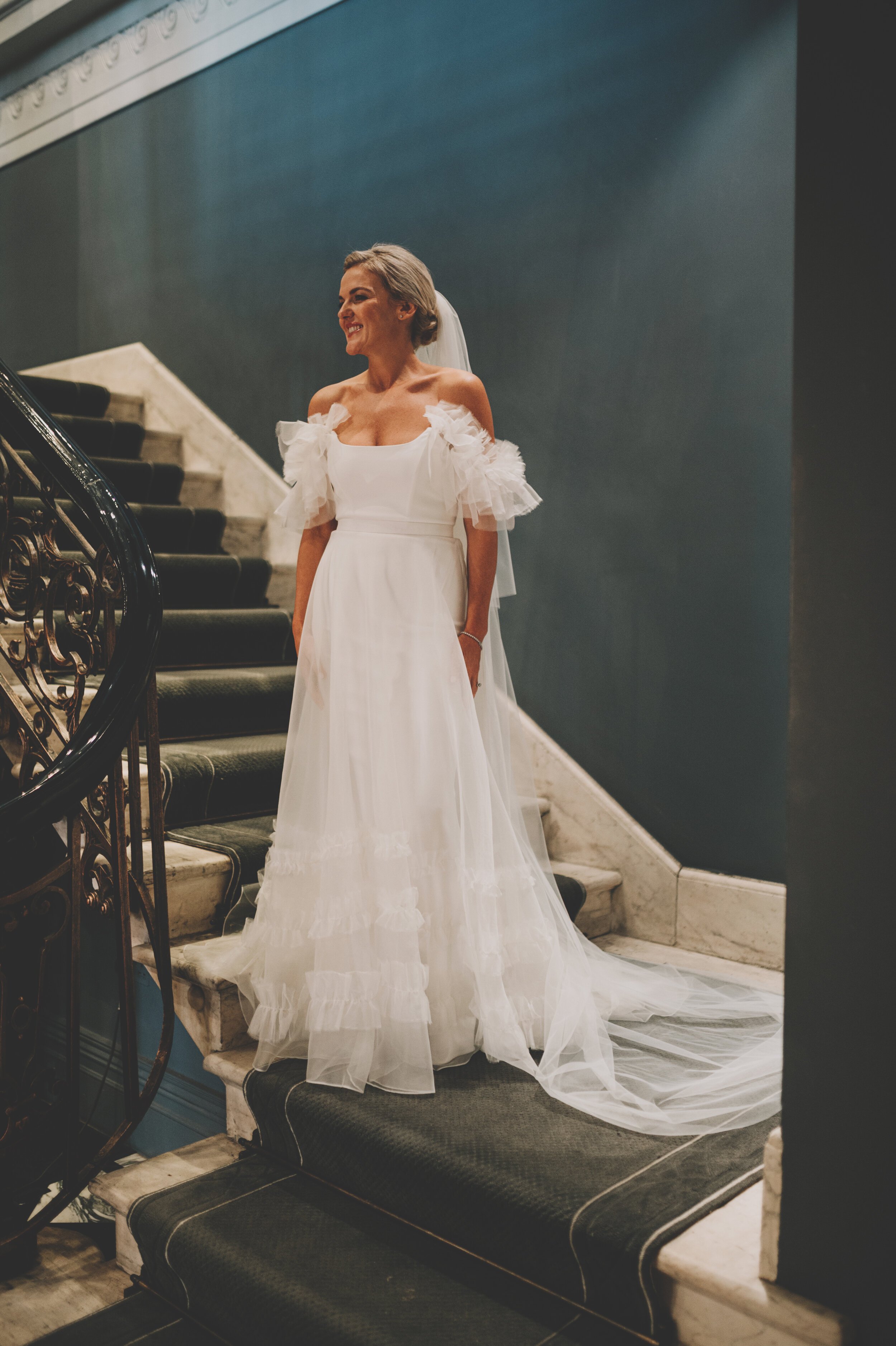 Beautiful bride Emma wore the Mayfair wedding dress by Halfpenny London