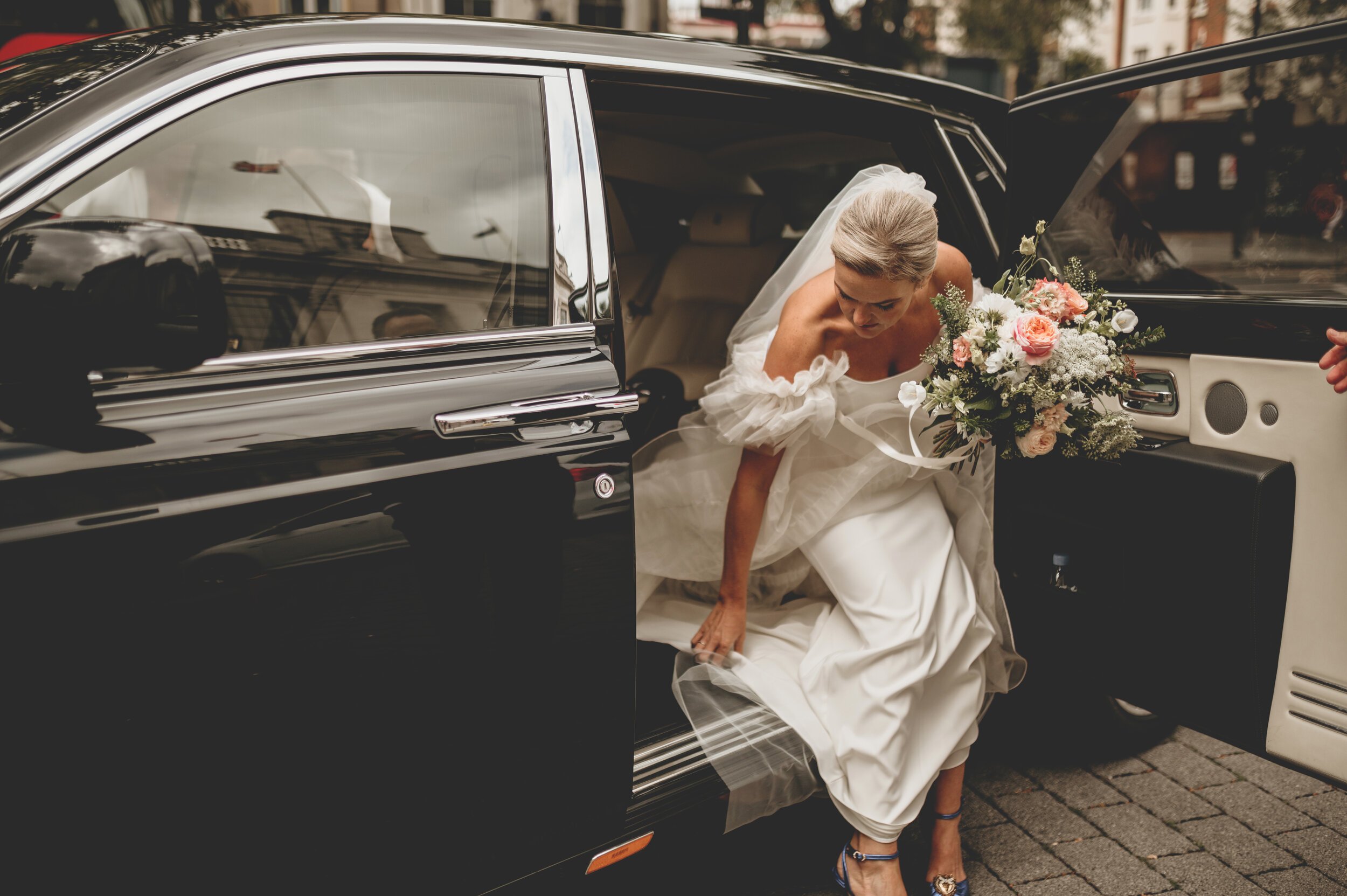 Beautiful bride Emma wore the Mayfair wedding dress by Halfpenny London