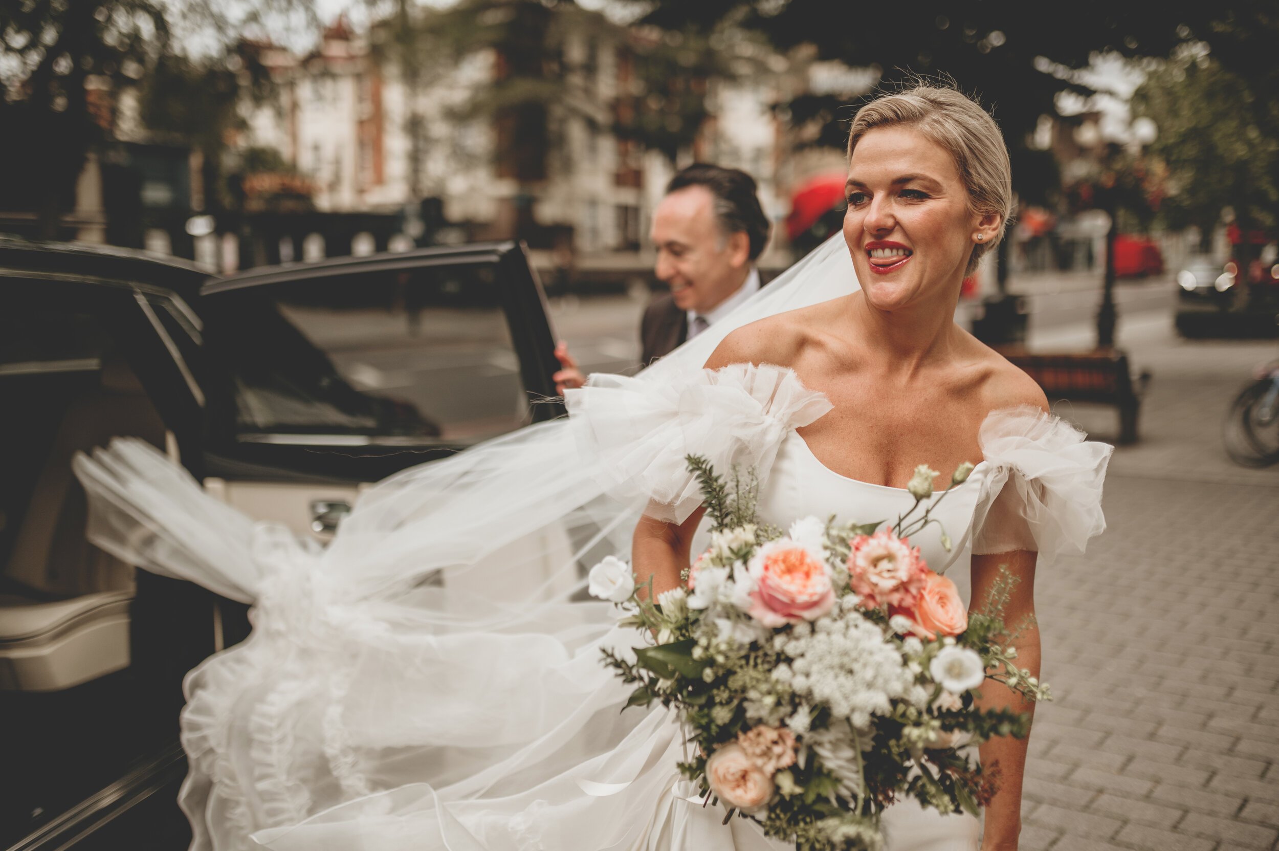 Beautiful bride Emma wore the Mayfair wedding dress by Halfpenny London