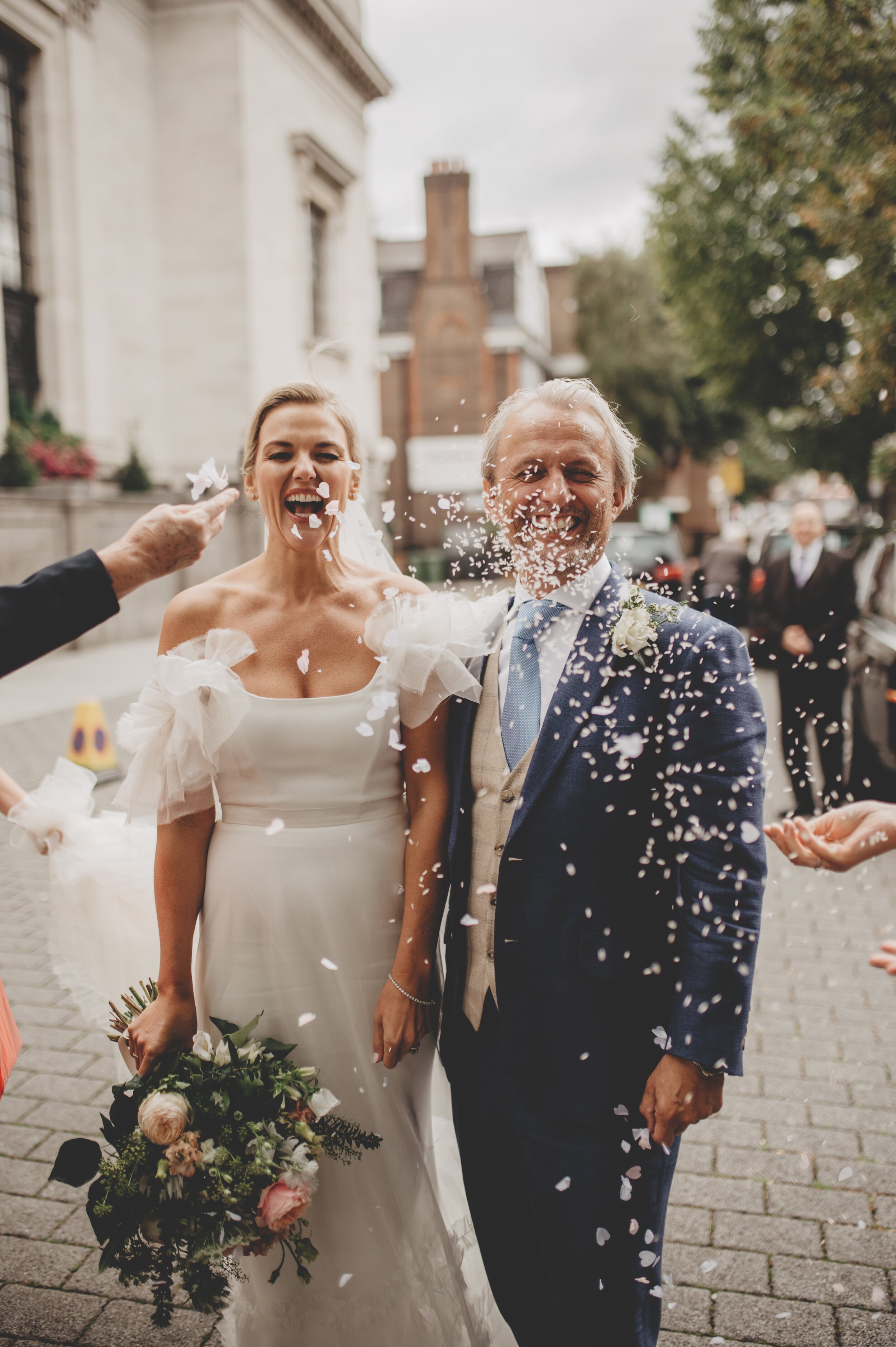 Beautiful bride Emma wore the Mayfair wedding dress by Halfpenny London