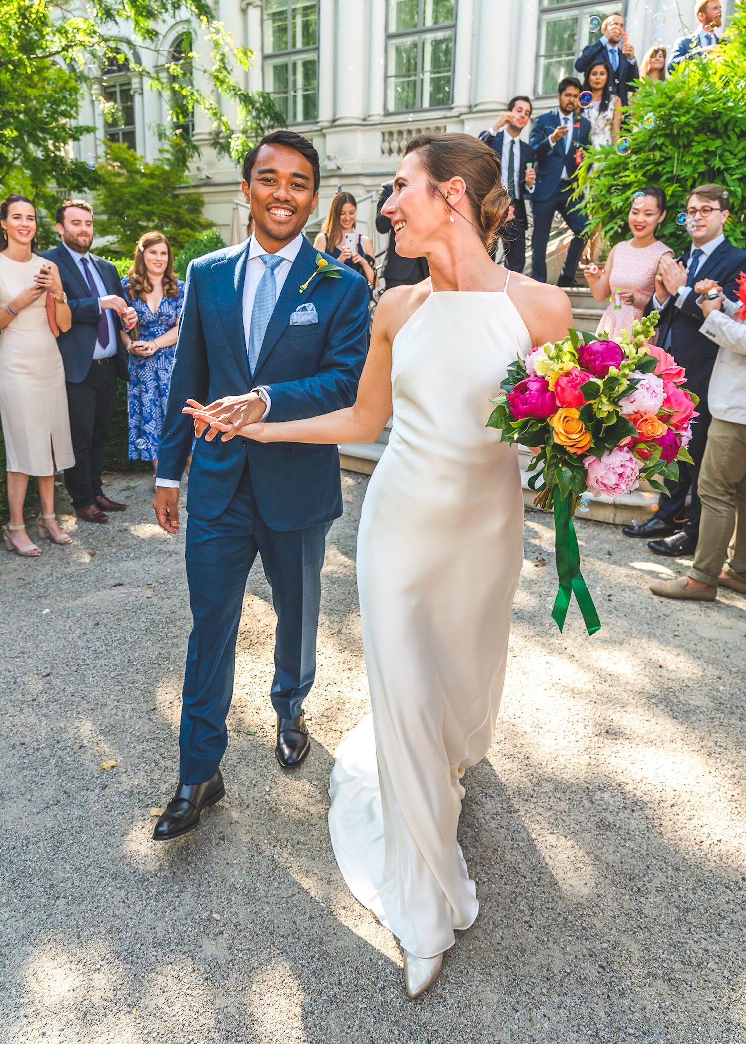 Beautiful bride Nira wore a wedding dress by Halfpenny London