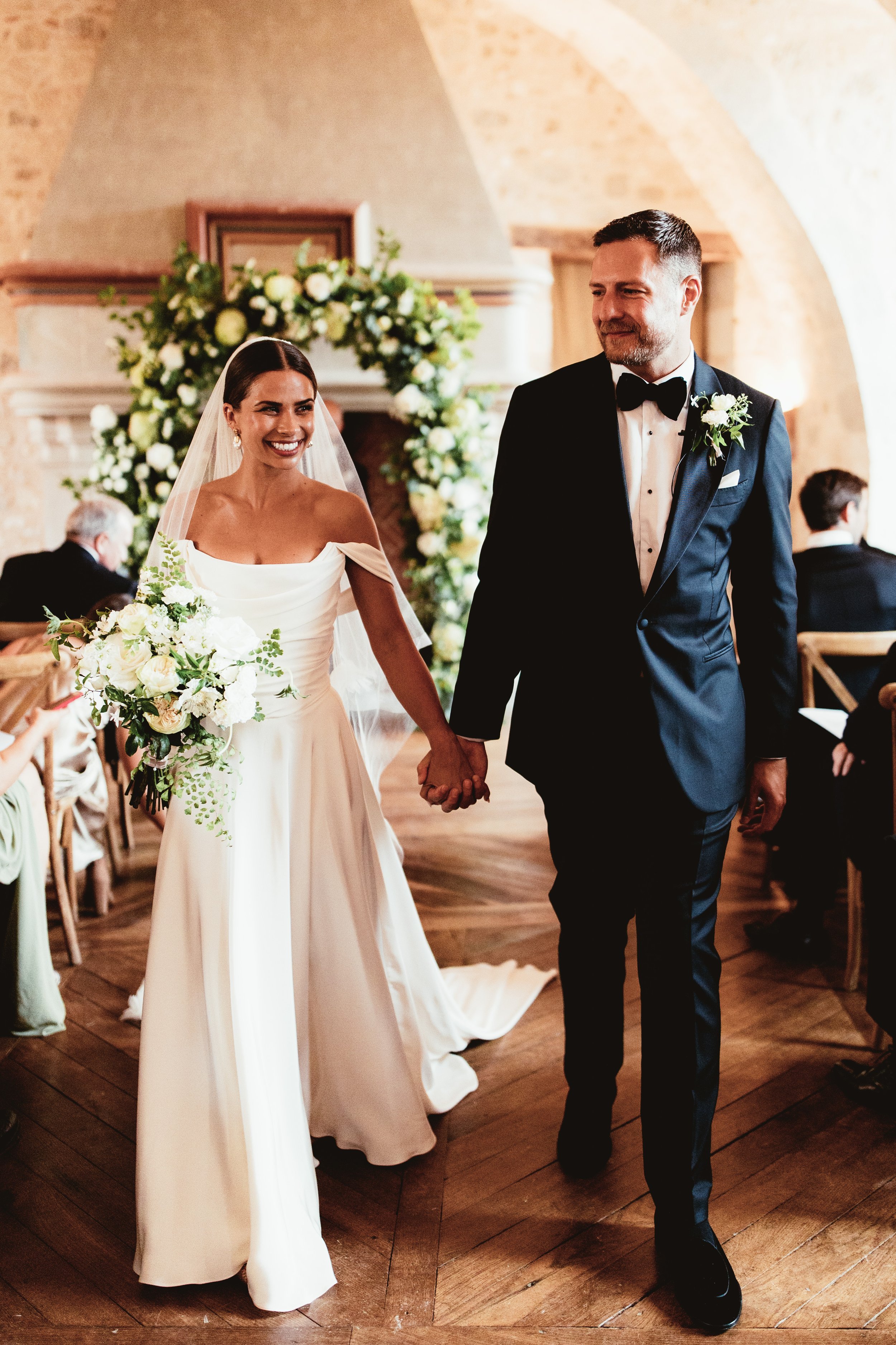 Beautiful bride Jess wore the silk Charlotte wedding dress by Halfpenny London