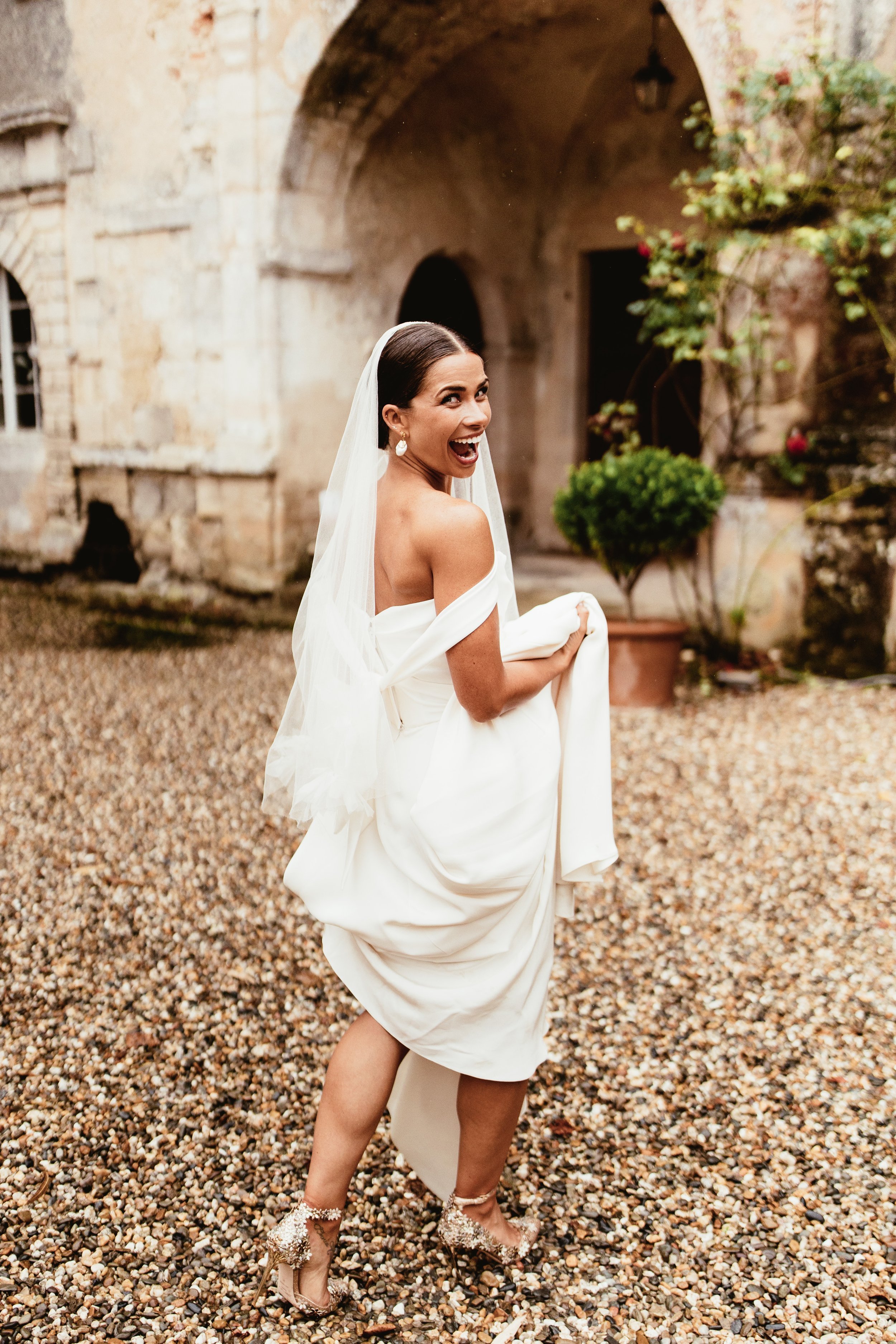 Beautiful bride Jess wore the silk Charlotte wedding dress by Halfpenny London