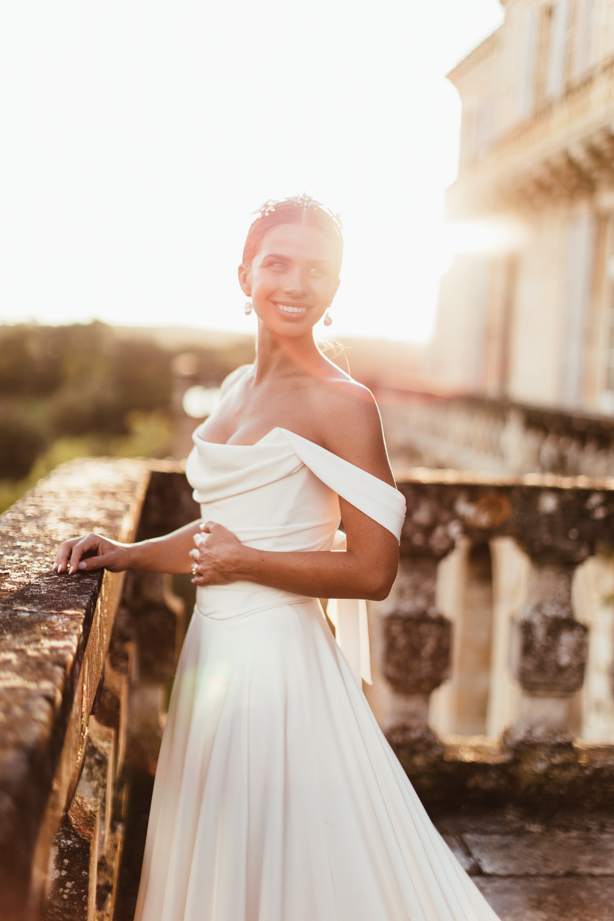 Beautiful bride Jess wore the silk Charlotte wedding dress by Halfpenny London