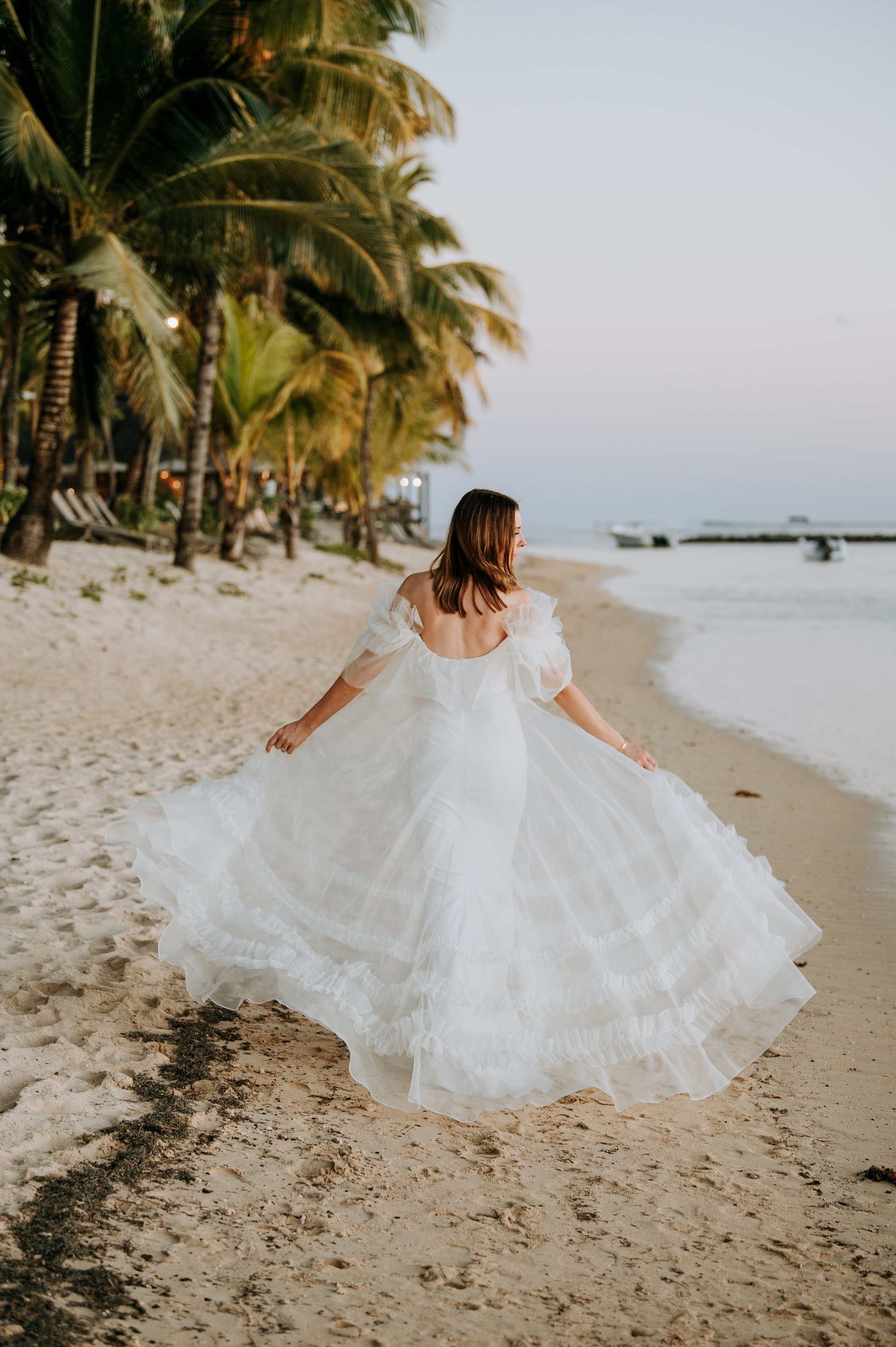 Beautiful Charlotte wore the silk organza Mayfair wedding dress by Halfpenny London for her beach destination wedding