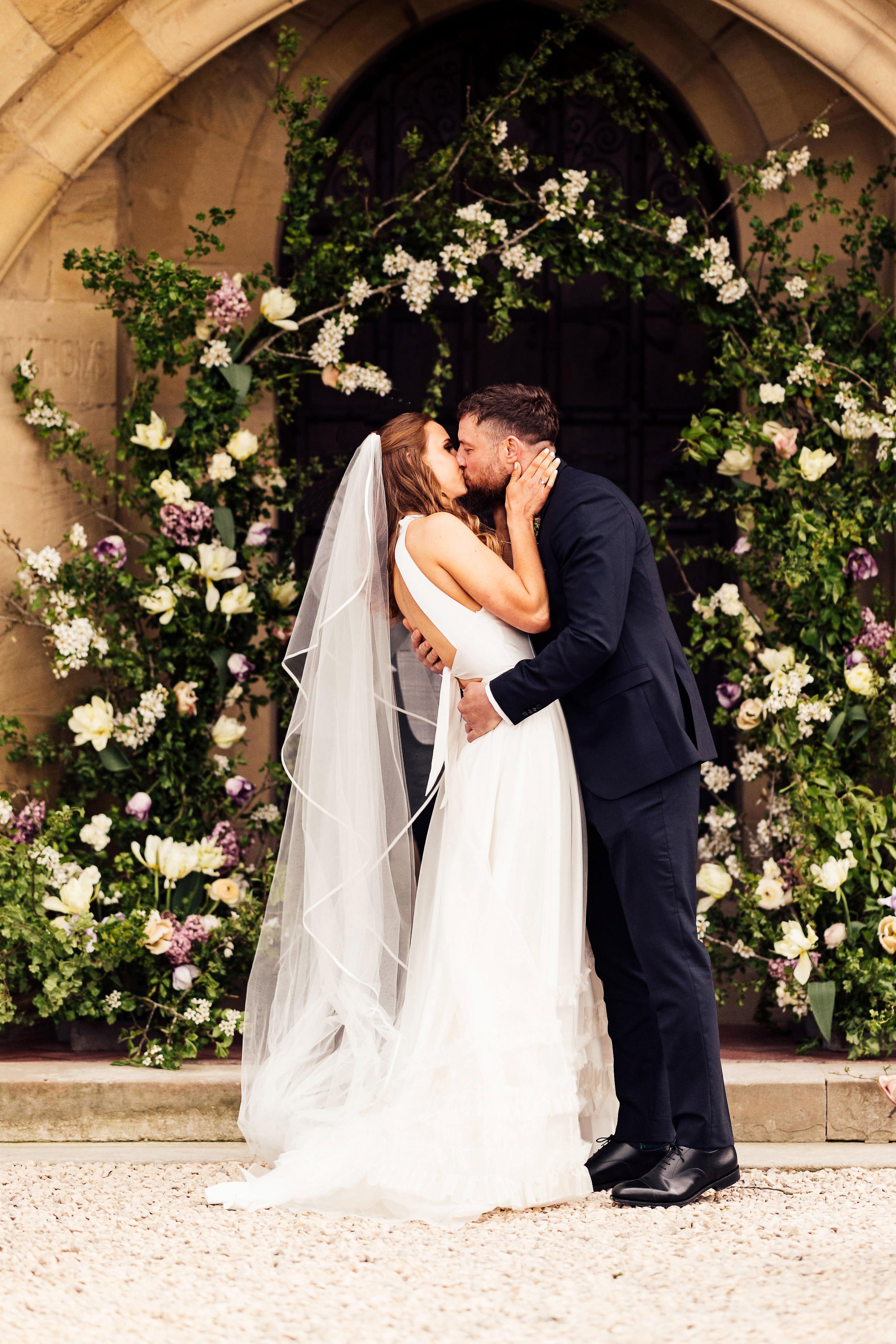 Beautiful bride Charlotte wore a wedding dress by Halfpenny London | Cedar dress and Mayfair sheer skirt