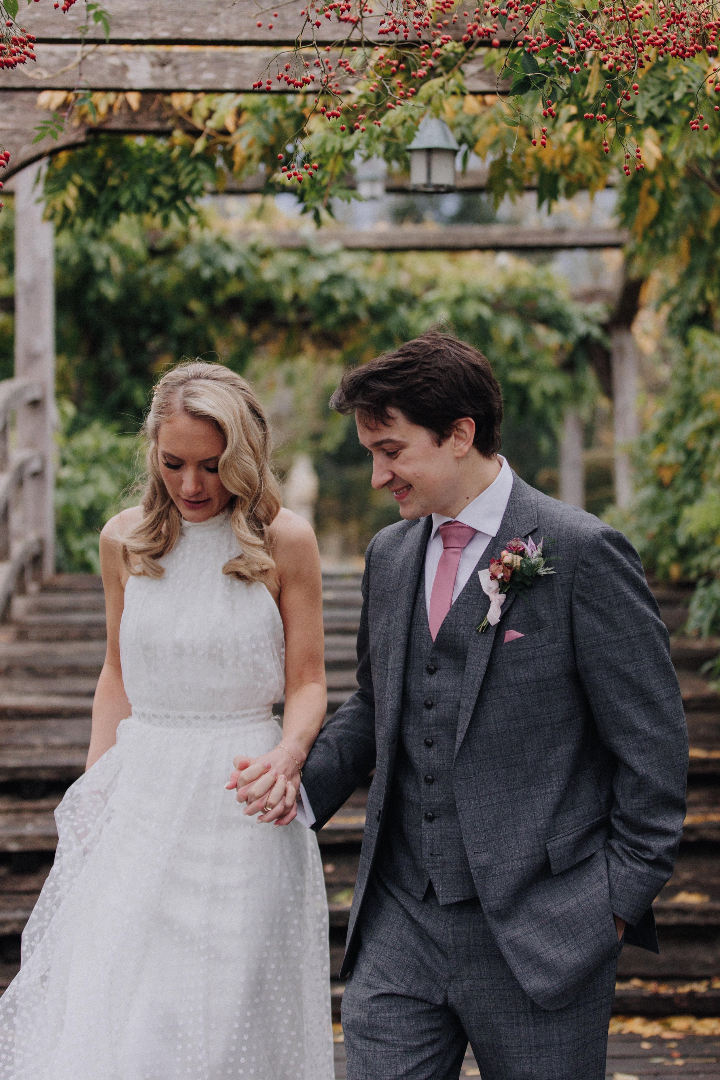 Beautiful bride Hannah wears Lucas Dress and Oliver Corset with the Riri Skirt by British bridal designer Kate Halfpenny