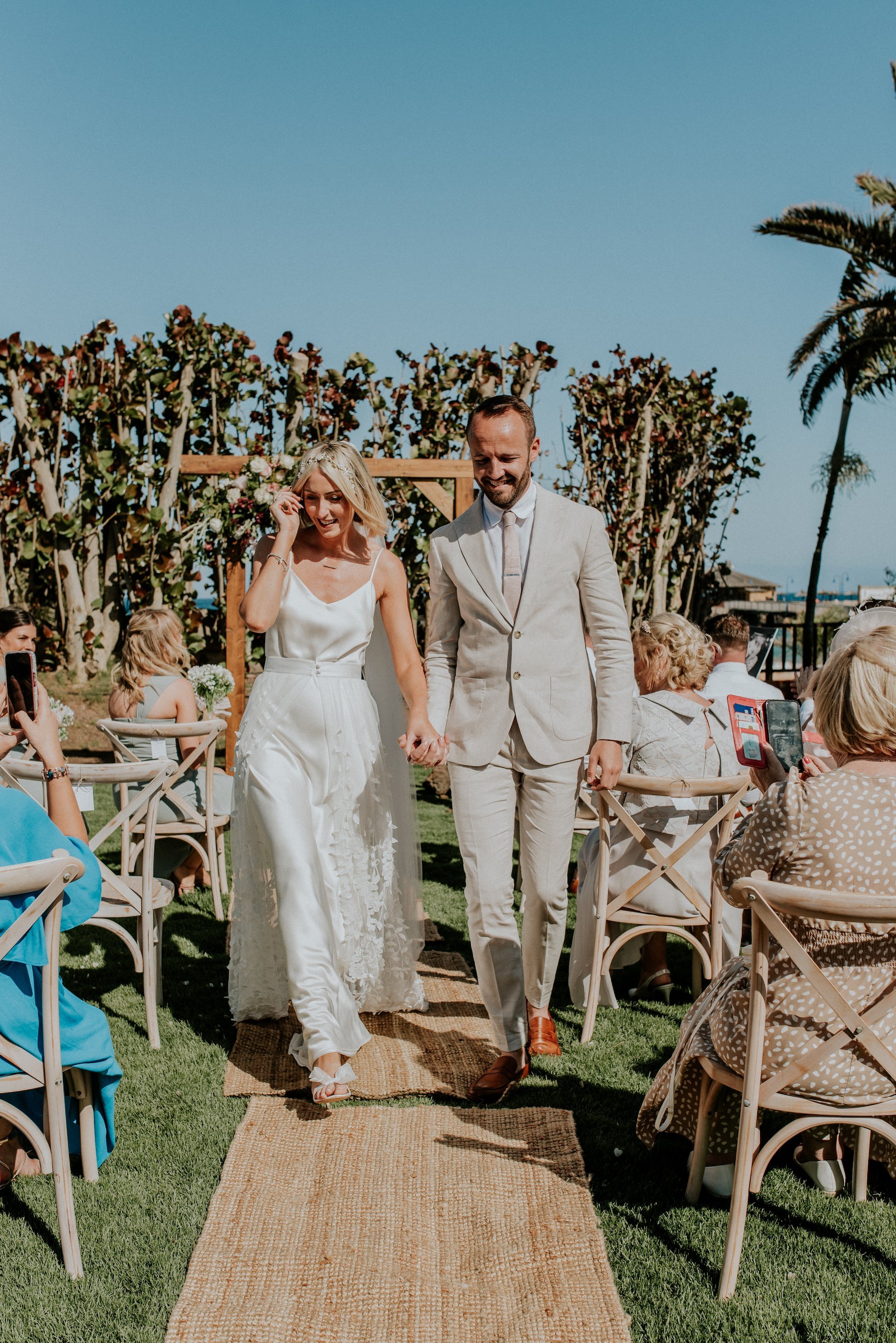 Beautiful bride Aoife wears the Iris slip dress with the Beale Skirt by Halfpenny London