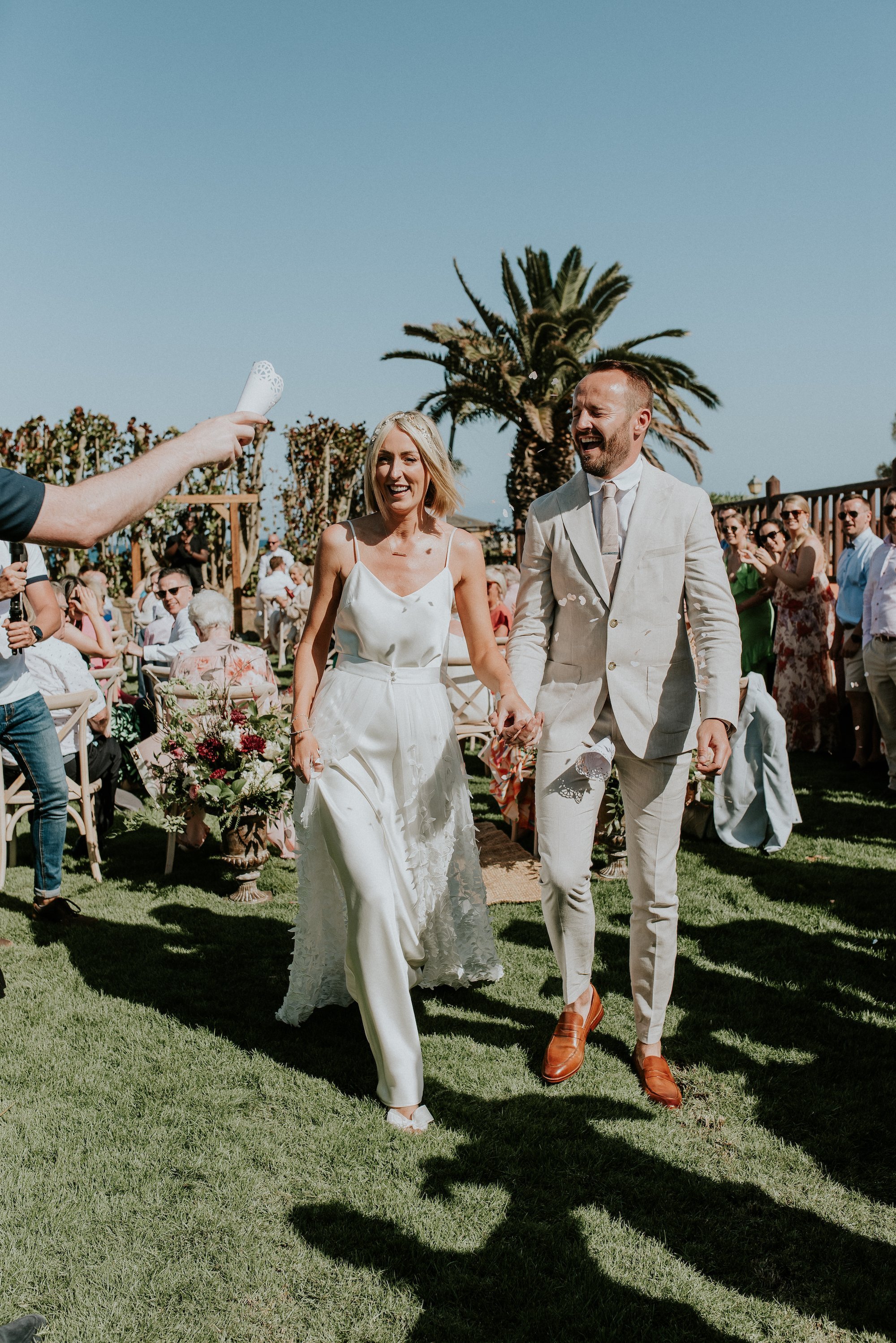 Beautiful bride Aoife wears the Iris slip dress with the Beale Skirt by Halfpenny London