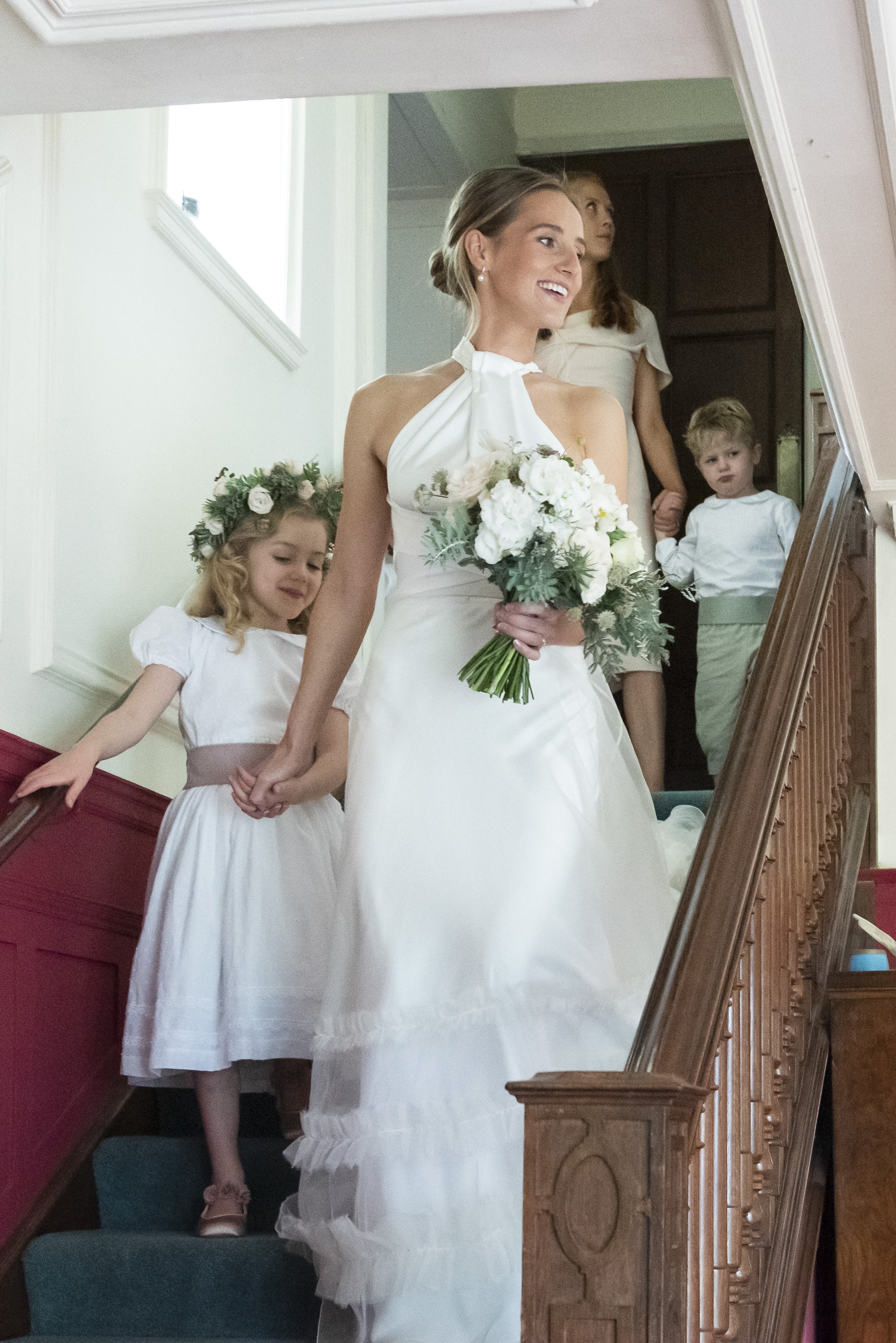 Beautiful bride Izzy wears the Cheryl dress with the Mayfair Skirt by Halfpenny London