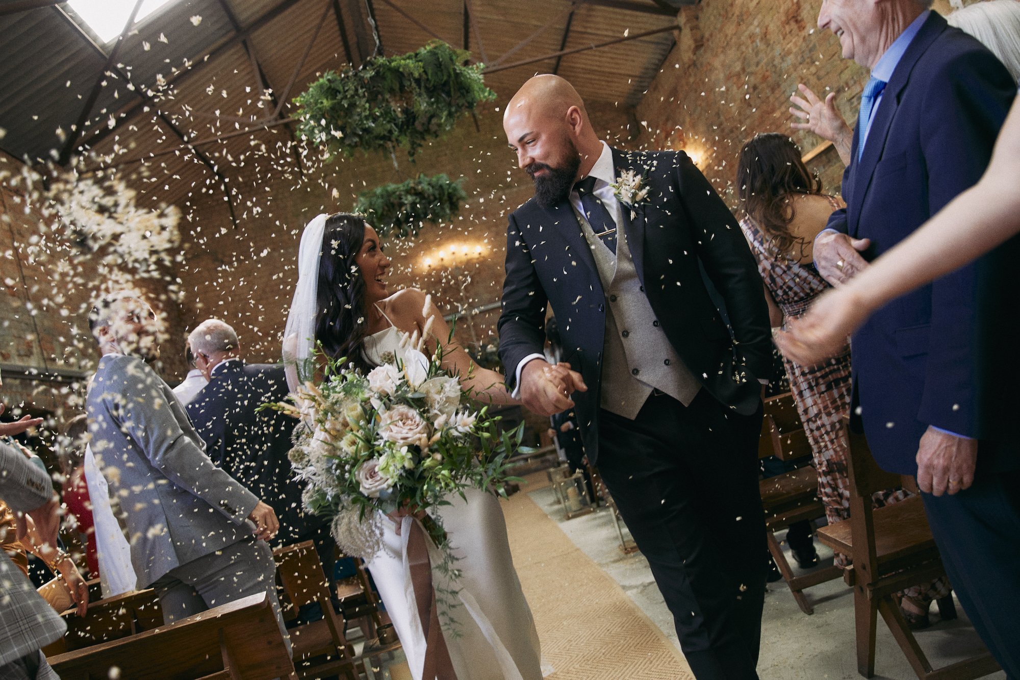 Beautiful bride Frankkey wears Max slip dress by British bridal designer Halfpenny London