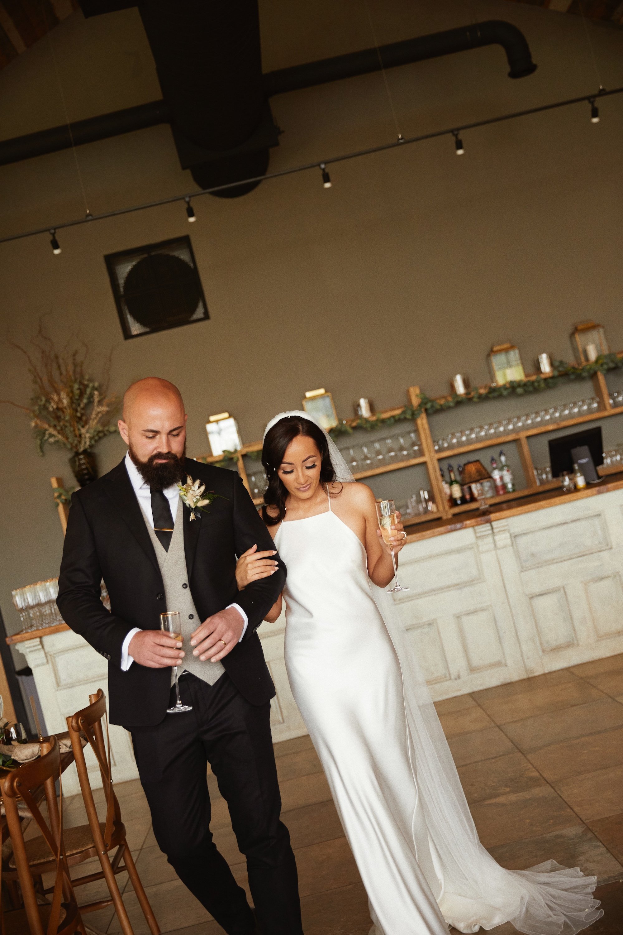 Beautiful bride Frankkey wears Max slip dress by British bridal designer Halfpenny London