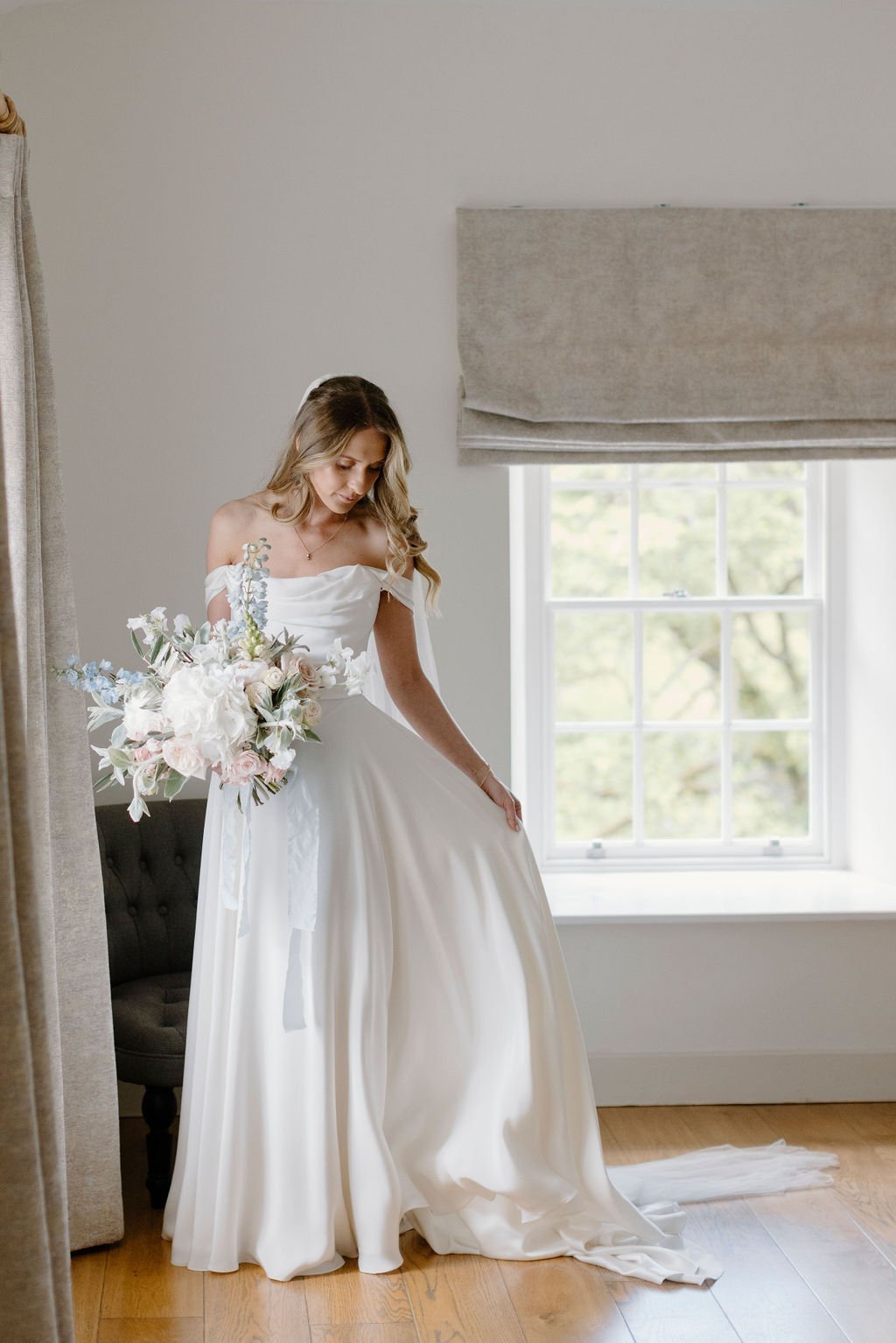 Beautiful bride Clare wears the Charlotte dress by Halfpenny London