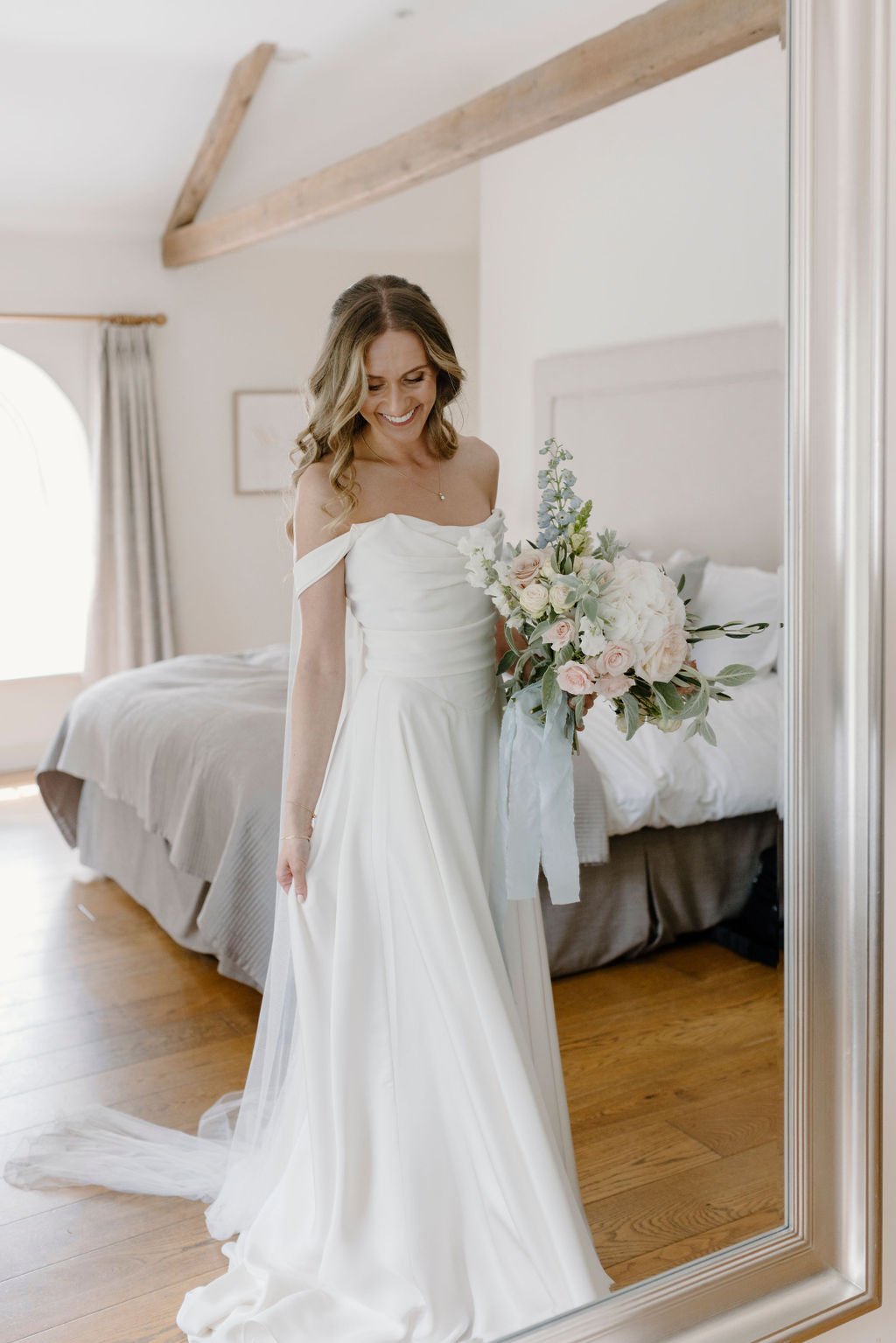 Beautiful bride Clare wears the Charlotte dress by Halfpenny London