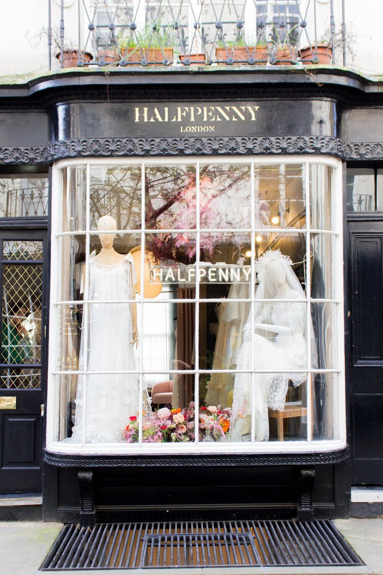 The Halfpenny London wedding dress boutique in Woburn Walk, Bloomsbury, London